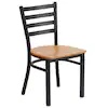 Flash Furniture Hercules Series Black Ladder Back Metal Restaurant Chair with Natural Wood Seat