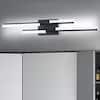 Bourget 30 in. 2-Light Black LED Integrated Bath Vanity Light 12-Watt 6000K Modern Over Mirror Wall Light