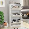 23.6 in. W x 45.5 in. H White Wood 18-Pair Wood Shoe Storage Cabinet with 6-Foldable Compartments