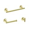 3 Pieces Bathroom Hardware Set with Towel Bar, Toilet Paper Holder and Robe Hook in Brushed Gold