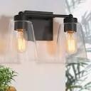 Farmhouse Bell Bathroom Vanity Light 2-Light Industrial Cone Black Wall Light with Clear Glass Shades Questions