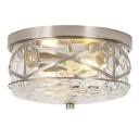 12-in-2-Light-Brushed-Nickel-Flush-Mount-Water-Ripple-Glass-Ceiling-Light-with-Metal-Frame