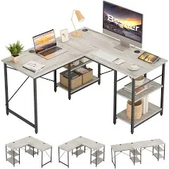 -Bestier-L-Shaped-Shelves-Monitor-Keyboard- Computer Desk