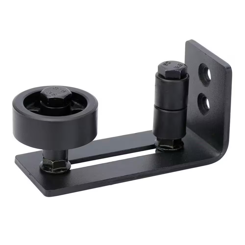  Boyel Living 4.88 in. Black Steel Heavy-Duty Adjustable Sliding Barn Door Floor Guide Hardware