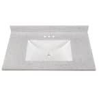 in. W x 22 in. D Engineered Solid Surface White Rectangular Single Sink Vanity Top in Silver Ash