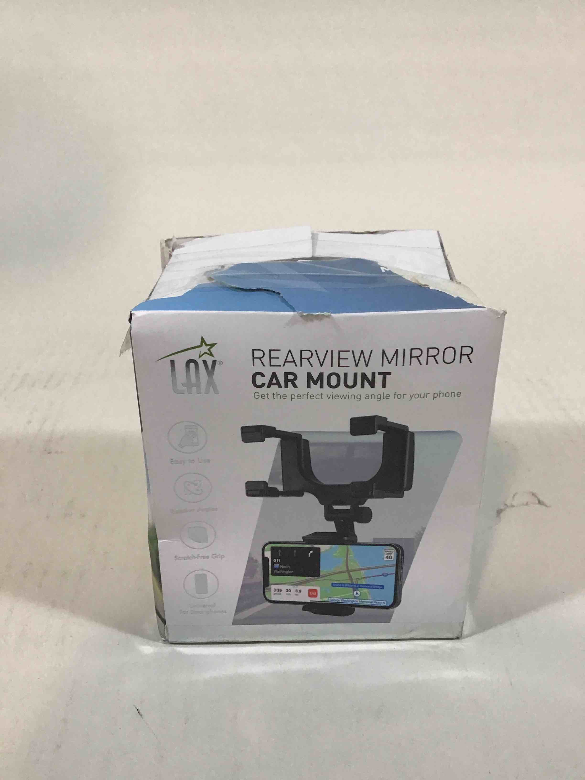 LAX Gadgets Car Phone Holder Mount - Rearview Mirror Phone Holder for Car - Multi-Angle Adjustment - Rearview Mount with Adjustable Bracket - Black