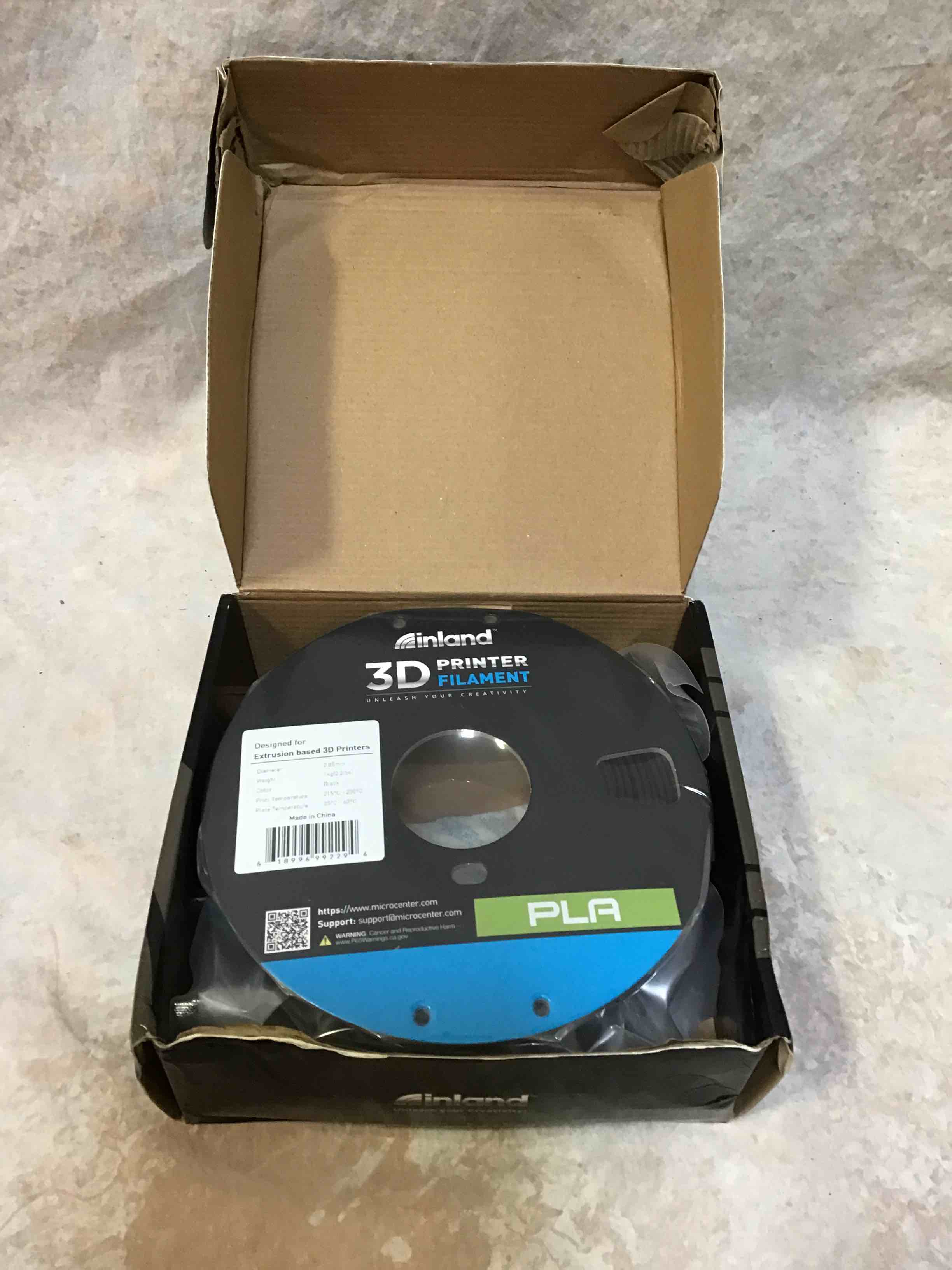 inland 3D Printer Filament 2.85mm PLA - Black