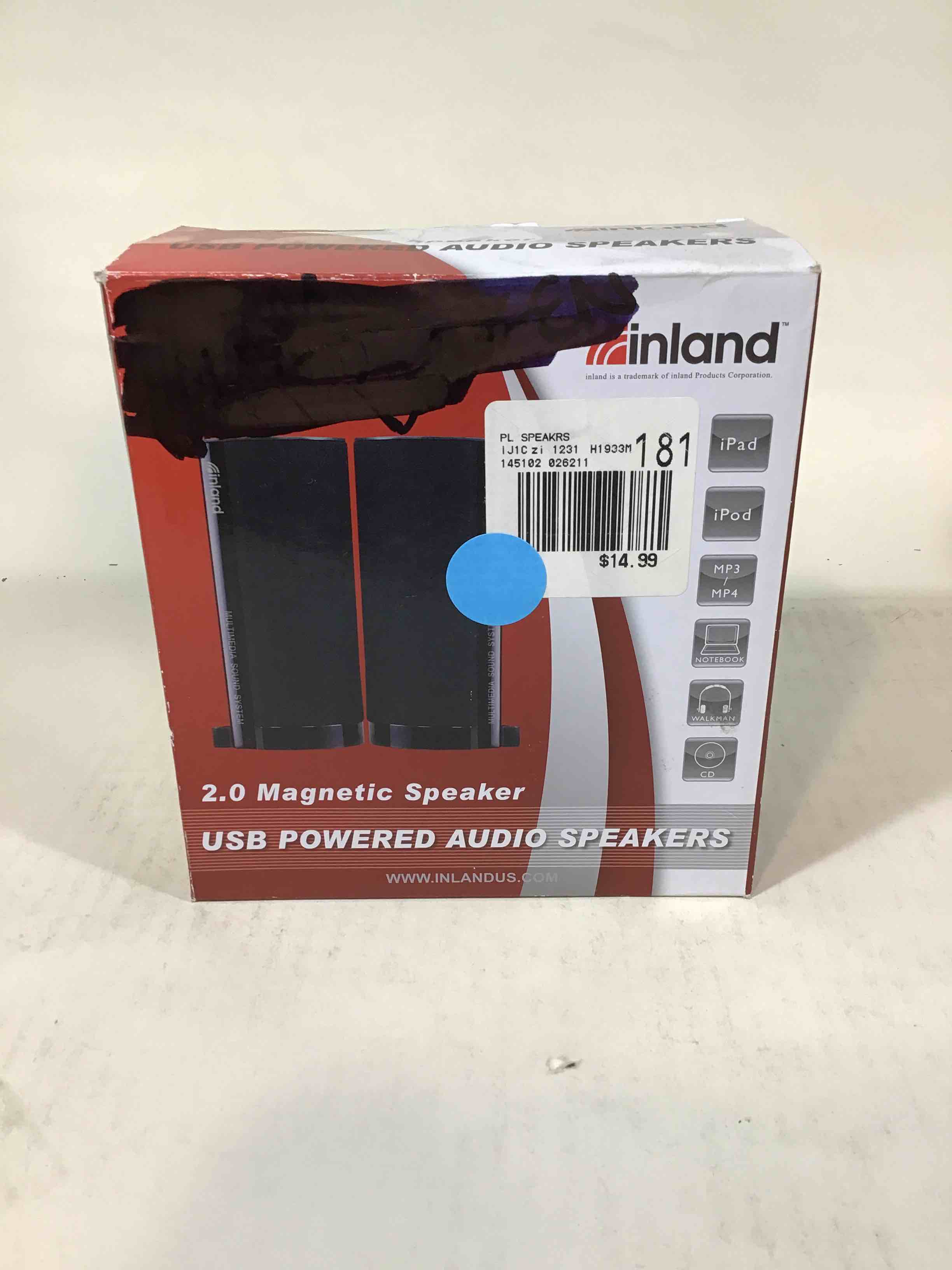 inland 2.0 Magnetic Speaker USB Powered Audio Speakers