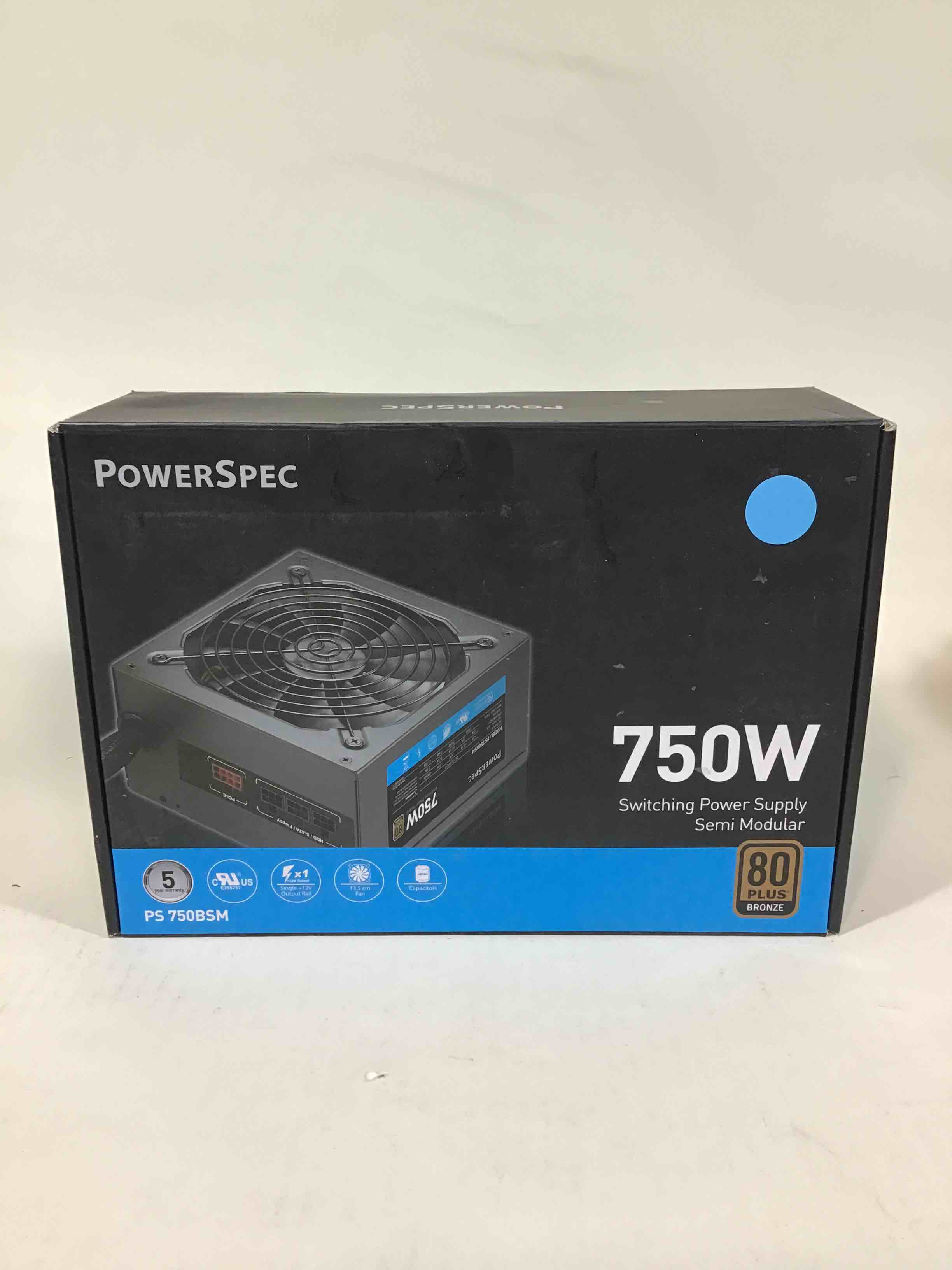 PowerSpec 750W Power Supply Semi Modular 80 Plus Bronze Certified ATX PSU Active PFC SLI Crossfire Ready Gaming PC Computer Power Supplies, PS 750BSM