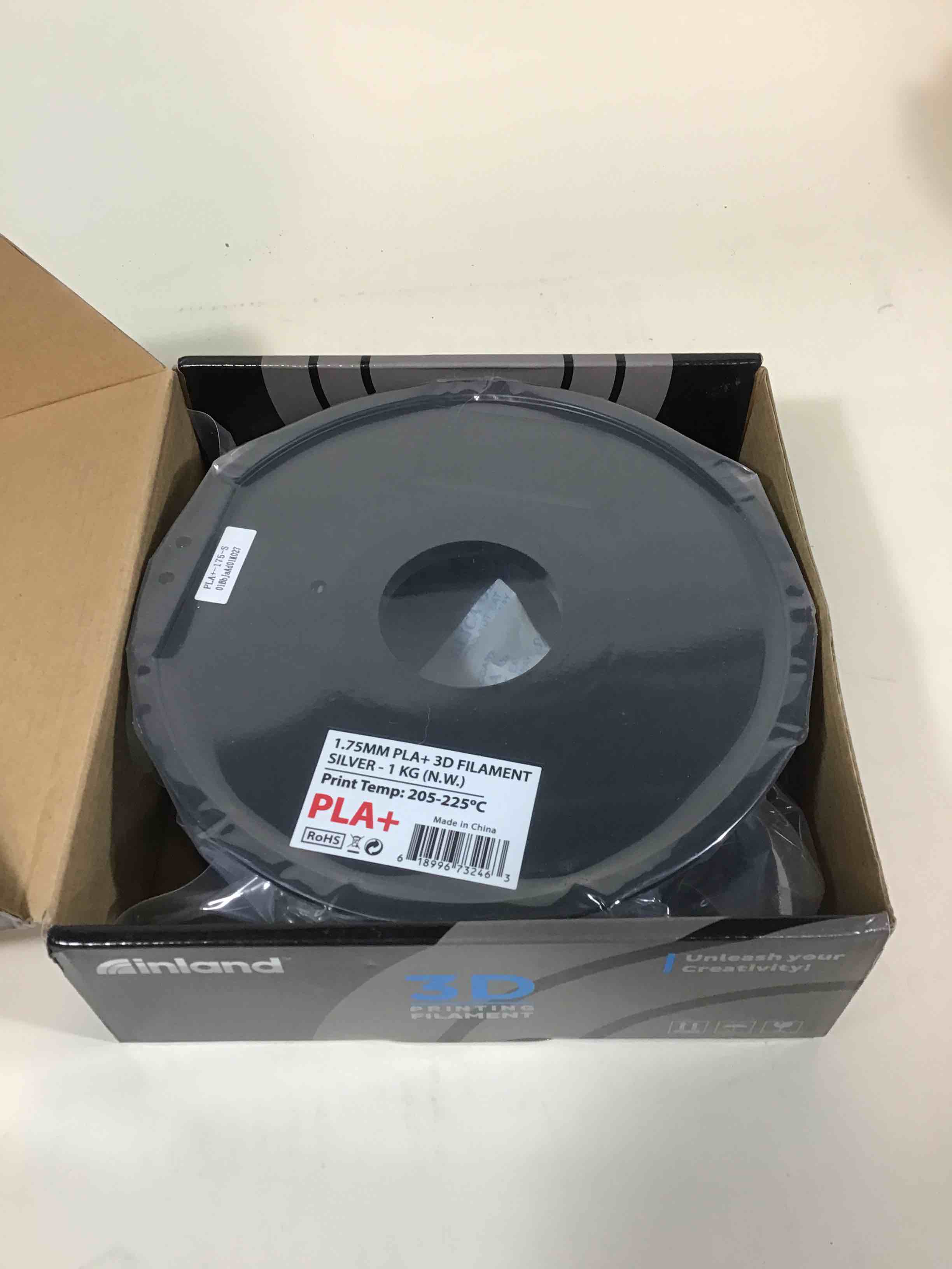 Inland PLA Plus (PLA+) 3D Printer Filament 1.75mm - PLA Pro Dimensional Accuracy +/- 0.03 mm - 1 kg Spool (2.2 lbs) – Fits Most FDM/FFF Printers – Odor Free, Clog Free 3D Printing Filaments - Silver
