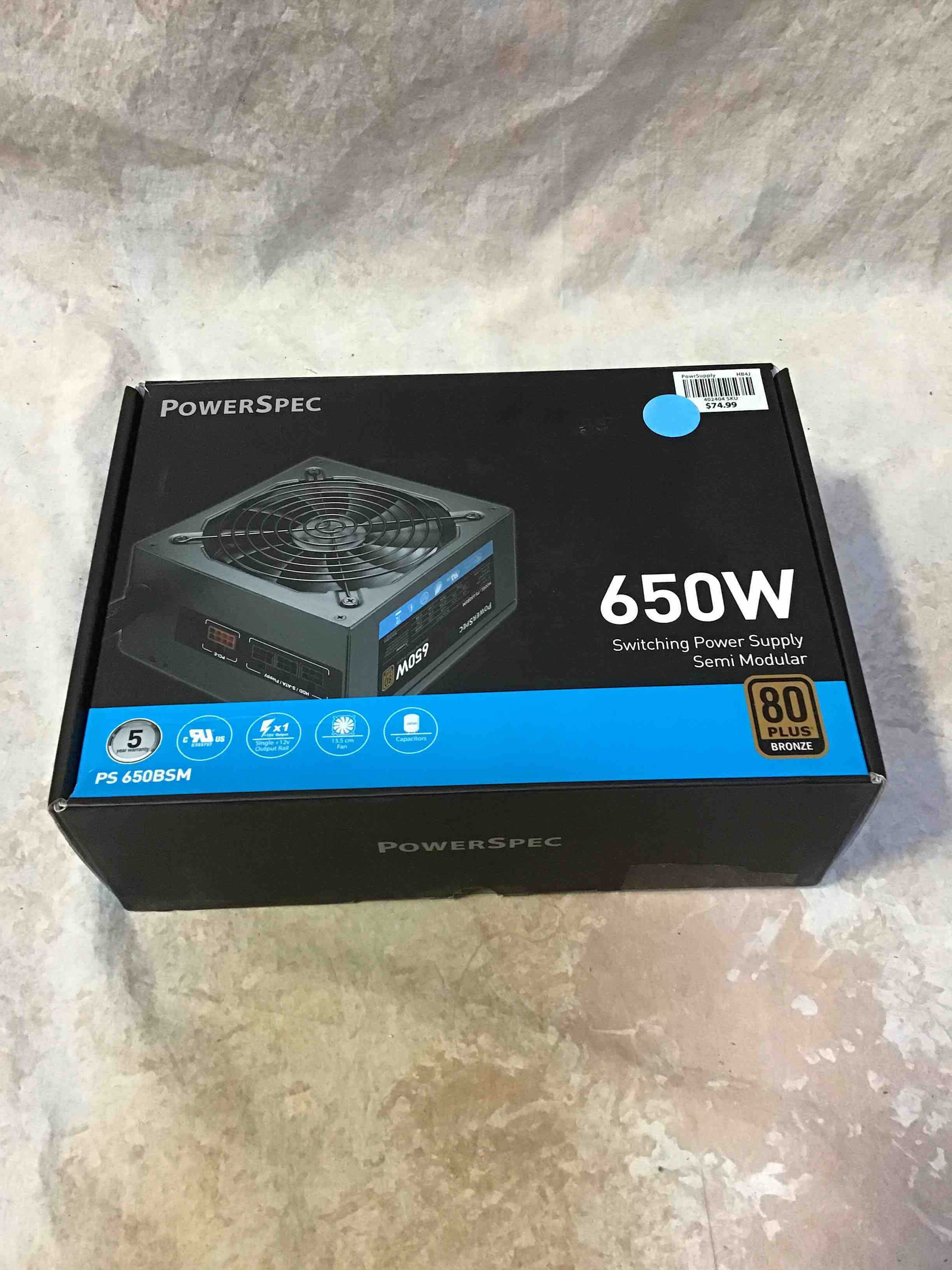 Power Supply 650W Semi Modular 80+ Bronze Certified PSU ATX