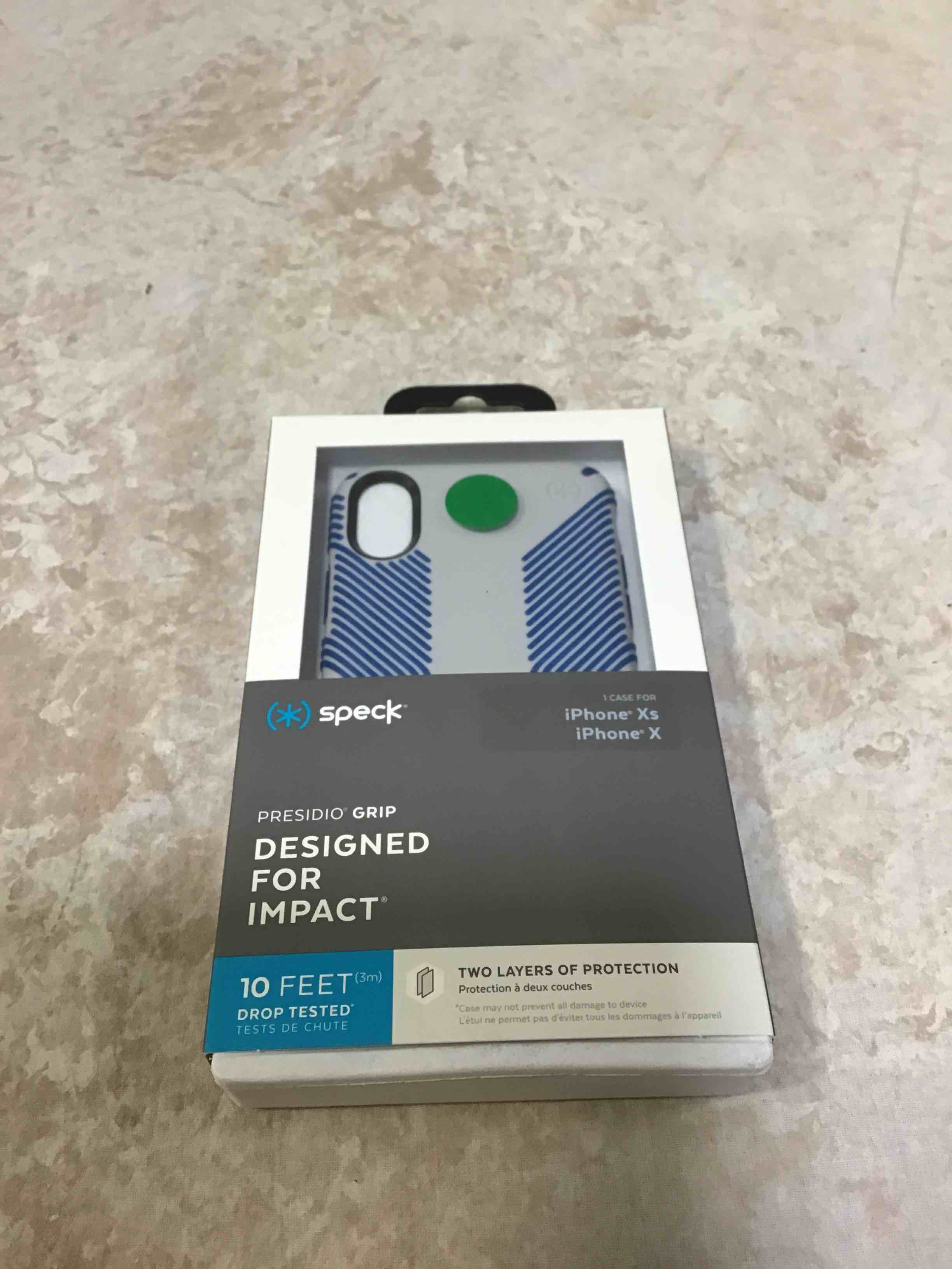 Speck Products Presidio Grip iPhone Xs/iPhone X Case, Microchip Grey/Ballpoint Blue