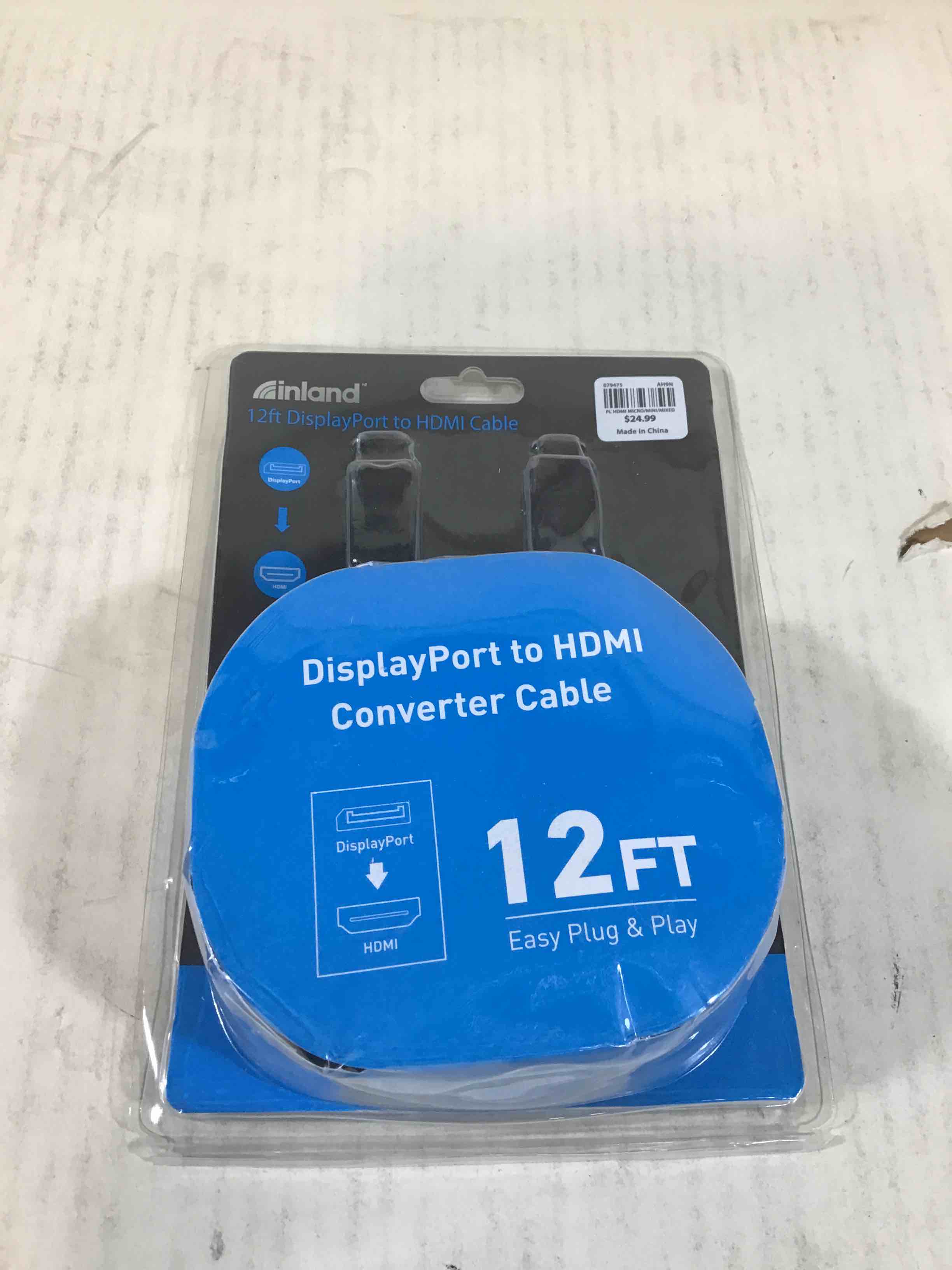 Inland 12FT Display Port To HDMI Cable
