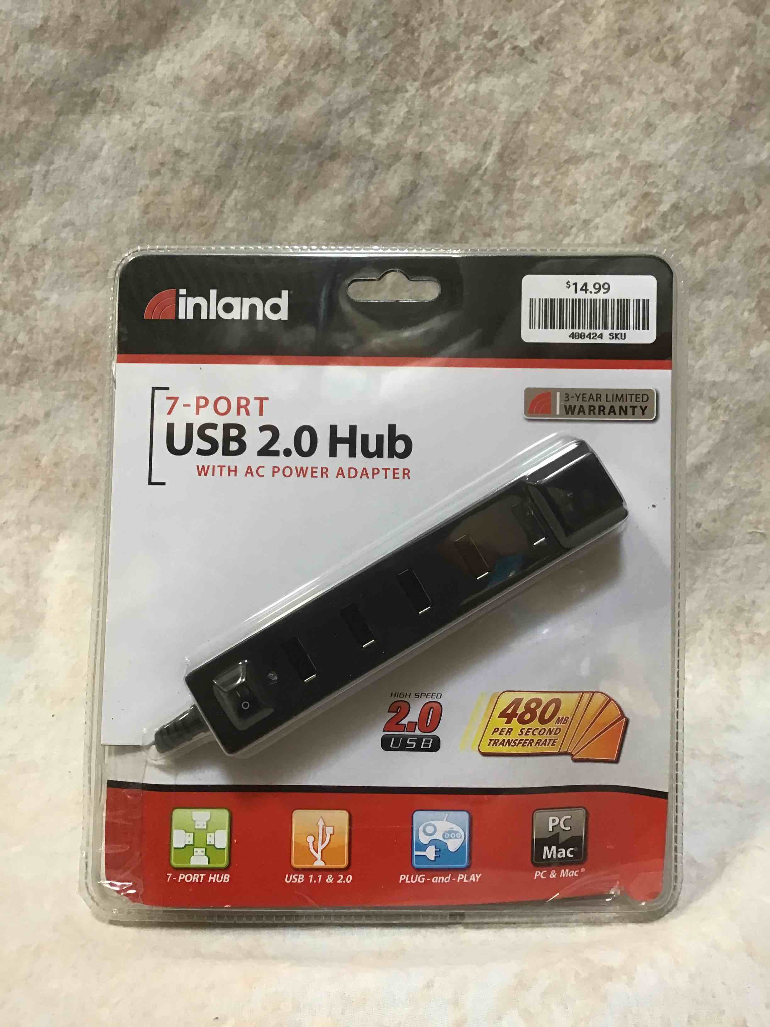 Inland 7-Port USB 2.0 HUB 