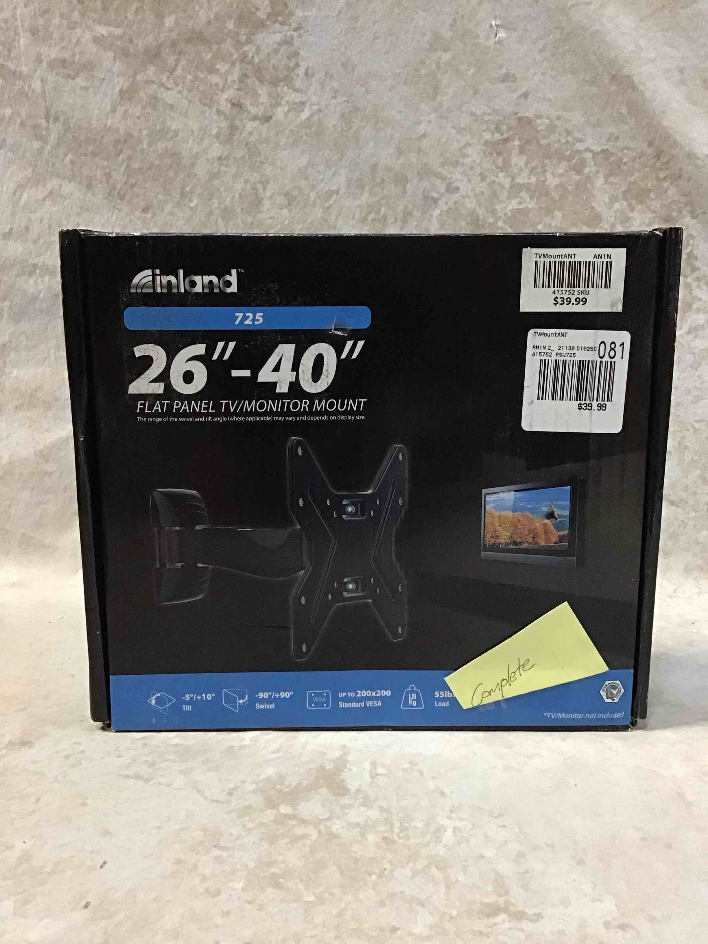 inland 26”-40” TV/Monitor Mount
