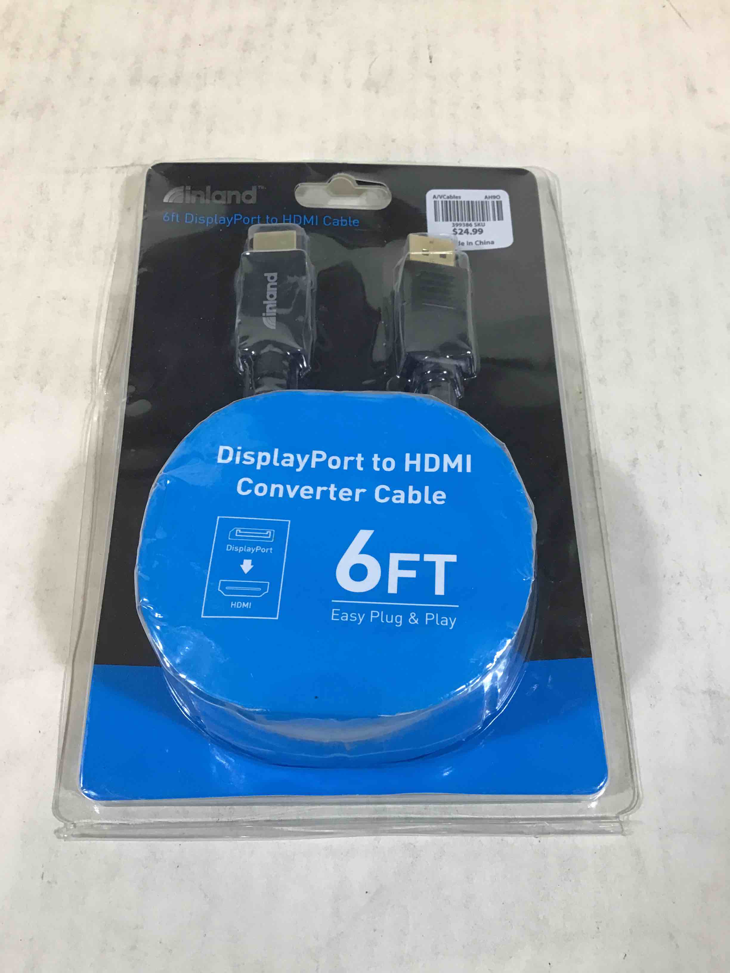 inland 6’ DisplayPort to HDMI Cable