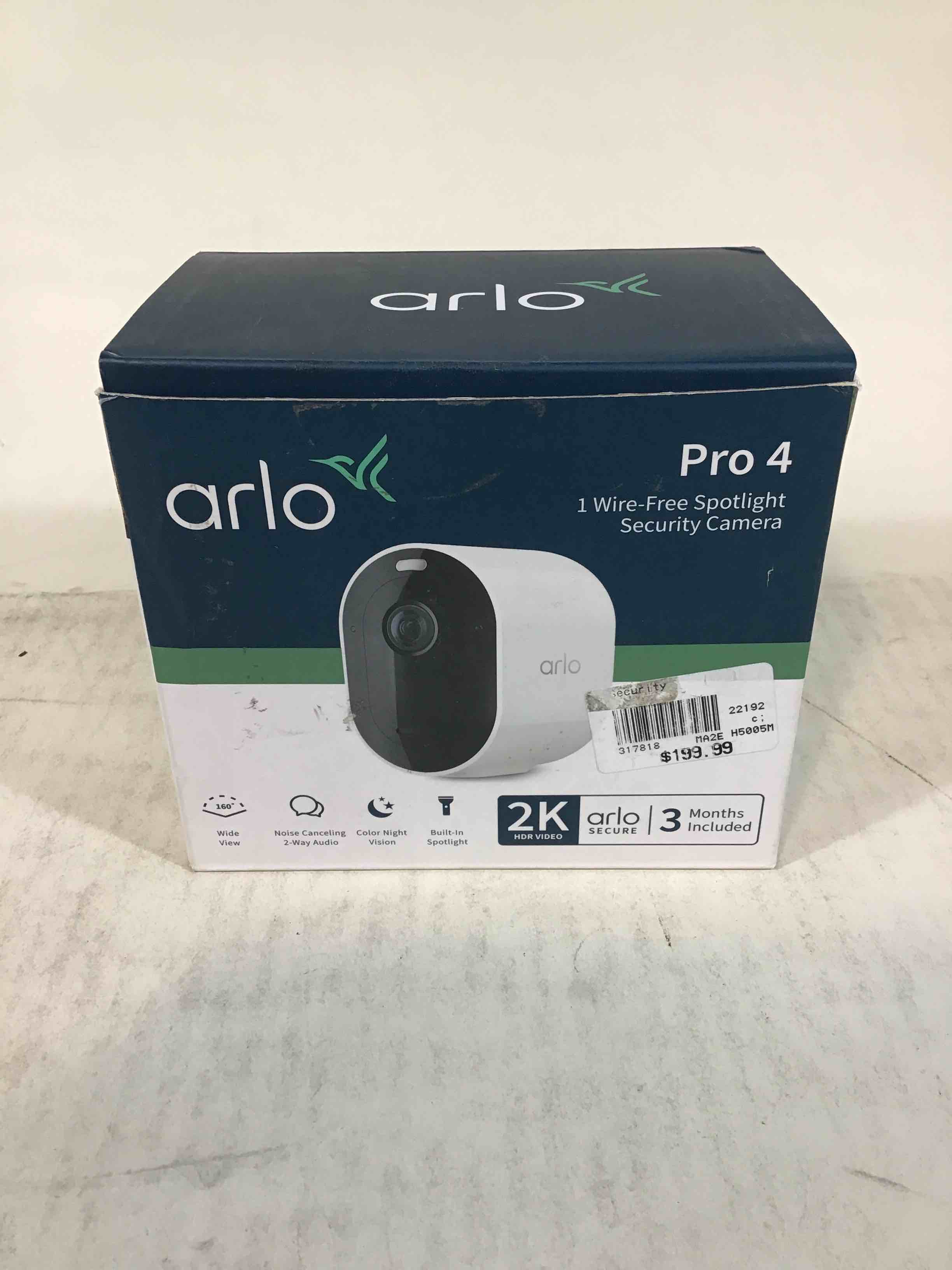 Arlo Pro 4 Spotlight Camera - 1 Pack - Wireless Security, 2K Video & HDR, Color Night Vision, 2 Way 