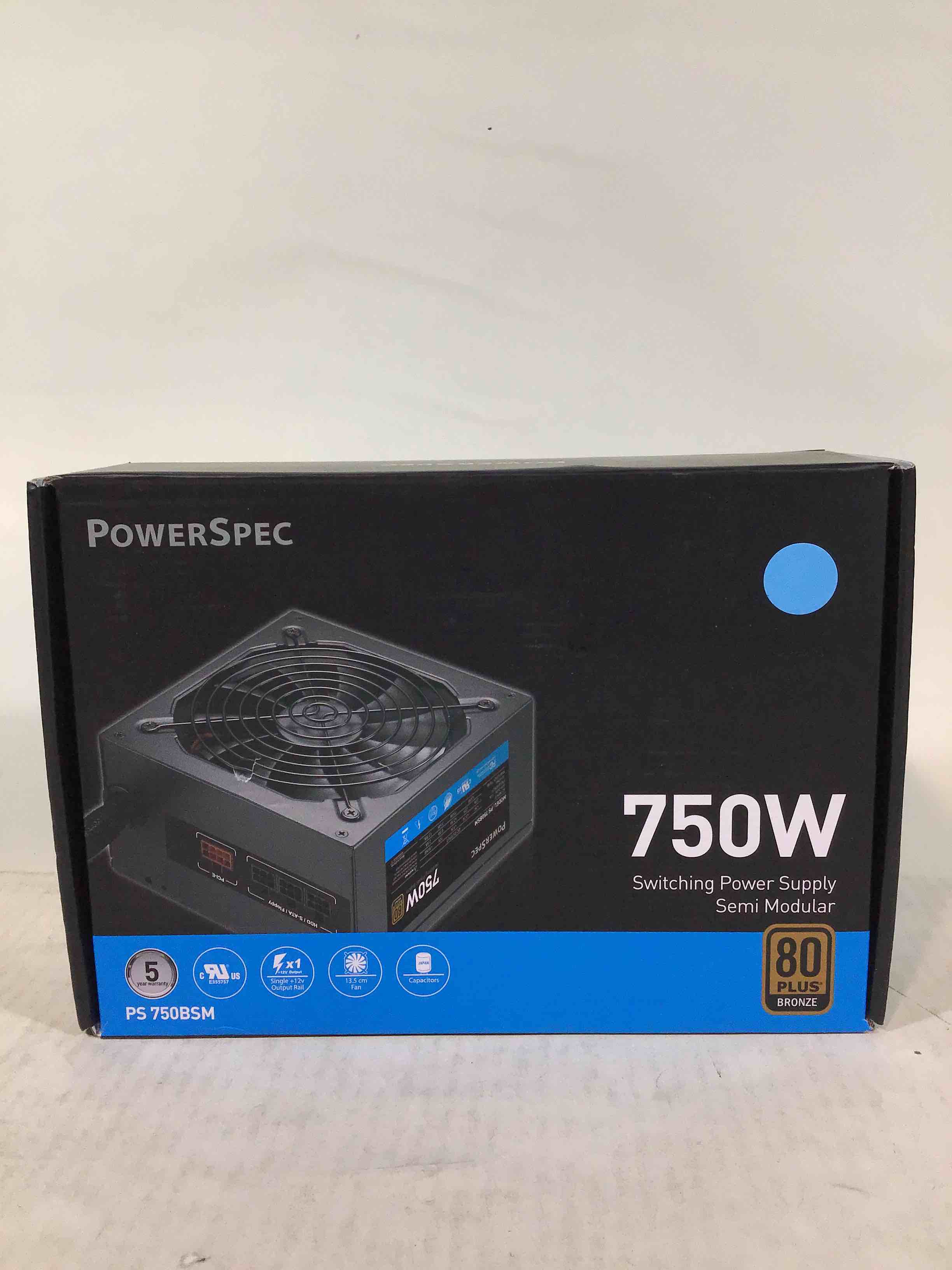 PowerSpec 750W Power Supply Semi Modular 80 Plus Bronze Certified ATX PSU Active PFC SLI Crossfire Ready Gaming PC Computer Switching Power Supply, PS 750BSM (B08YYJHNMH)