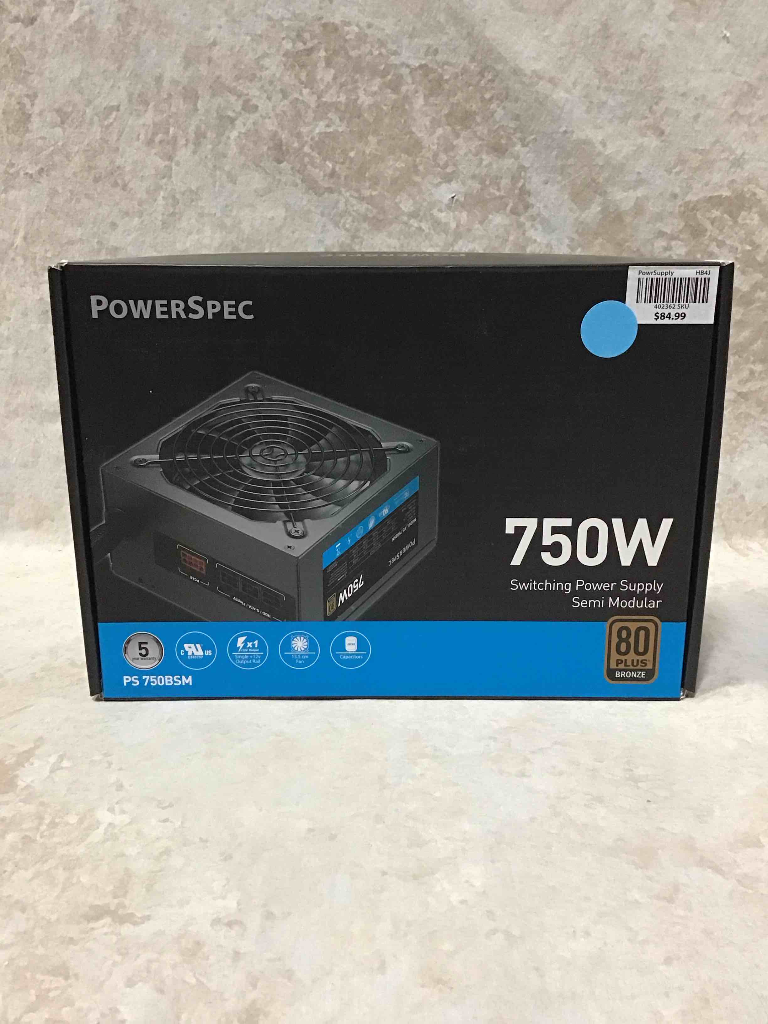 PowerSpec 750W Power Supply Semi Modular 80 Plus Bronze Certified ATX PSU Active PFC SLI Crossfire Ready Gaming PC Computer Switching Power Supply, PS 750BSM (B08YYJHNMH)