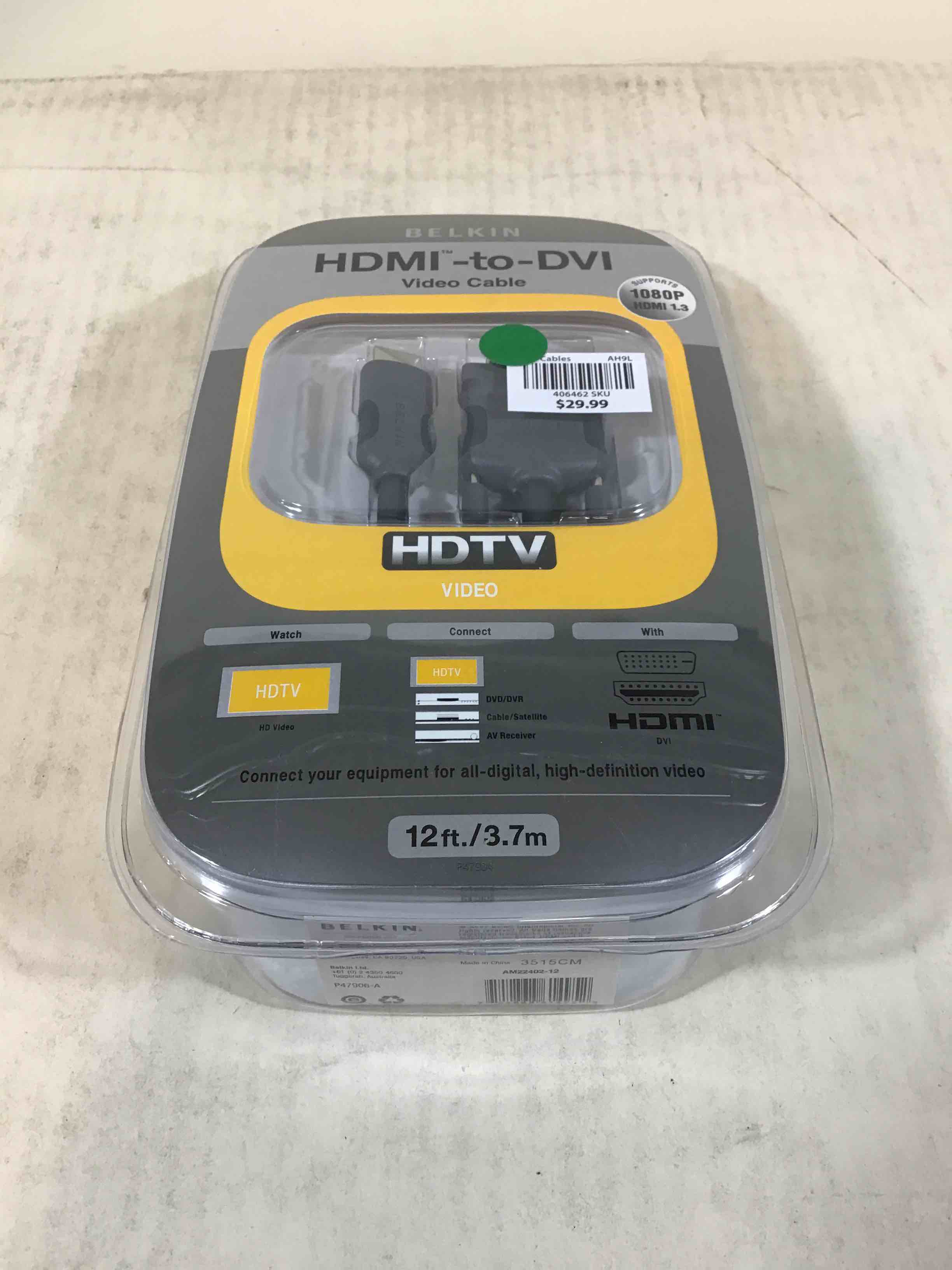 Belkin 12ft HDMI Interface to DVI Video Cable