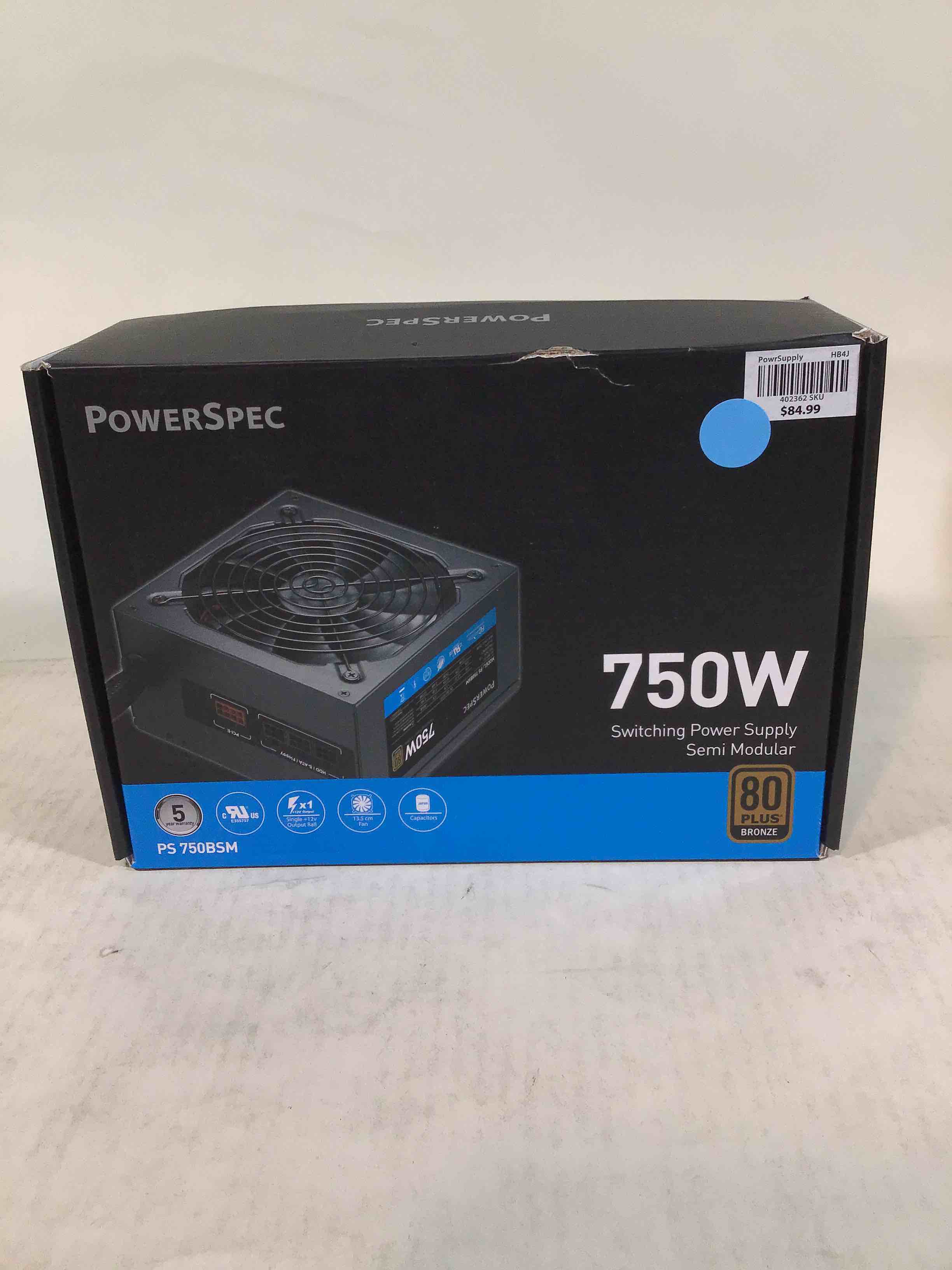 PowerSpec 750W Power Supply Semi Modular 80 Plus Bronze Certified ATX PSU Active PFC SLI Crossfire Ready Gaming PC Computer Switching Power Supply, PS 750BSM (B08YYJHNMH)