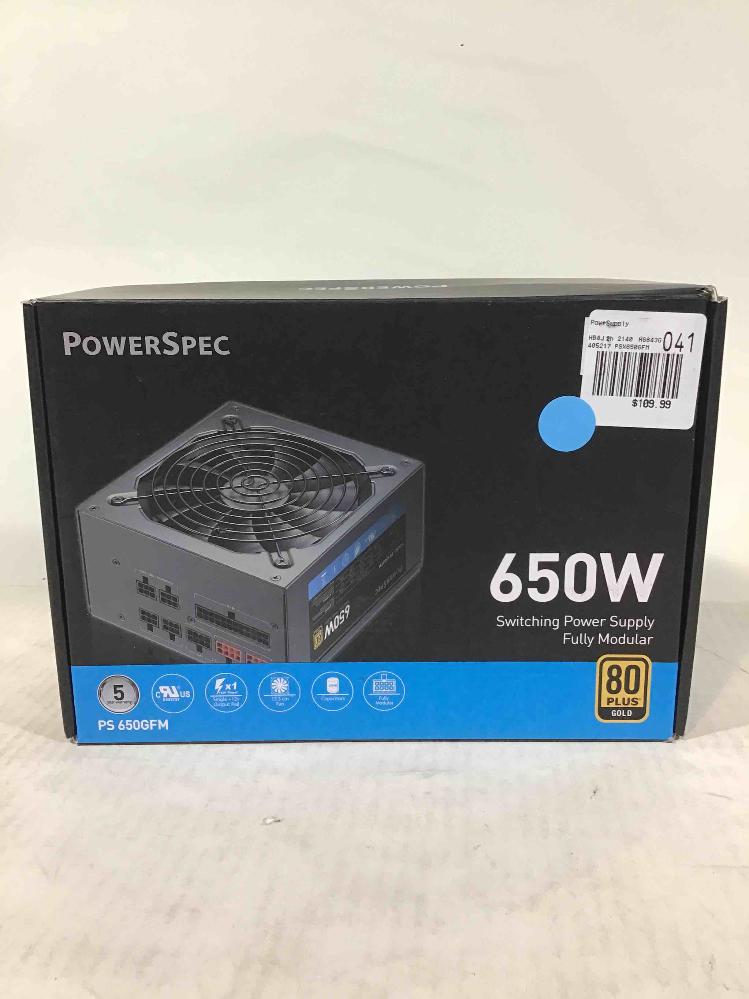 PowerSpec 650 Watt 80 Plus Gold Fully Modular ATX Power Supply Active PFC PSU SLI Crossfire Ready Computer Switching Power Supply, PS 650GFM
