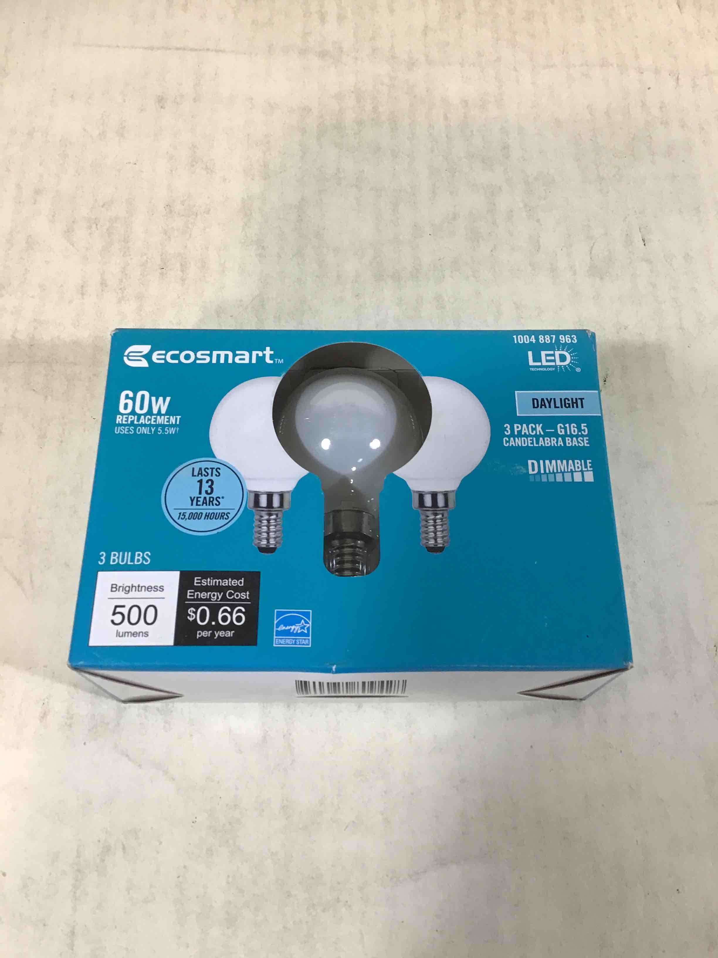 EcoSmart 60-Watt Equivalent G16.5 Globe Dimmable ENERGY STAR Frosted Glass Filament Vintage LED Light Bulb Daylight (3-Pack)