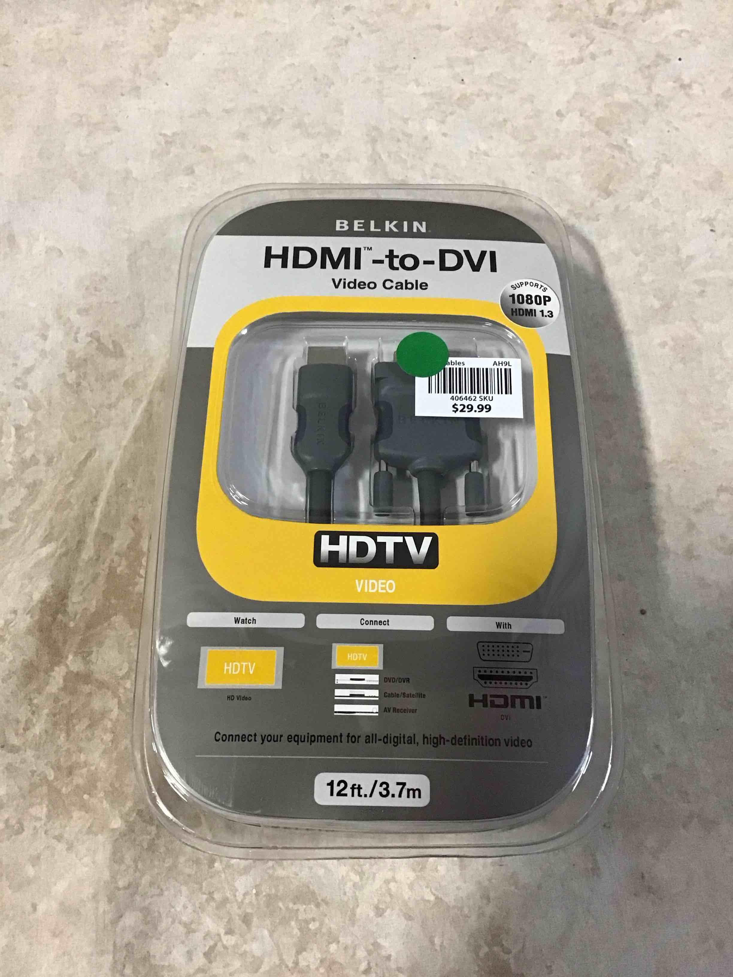 Belkin 12ft HDMI Interface to DVI Video Cable