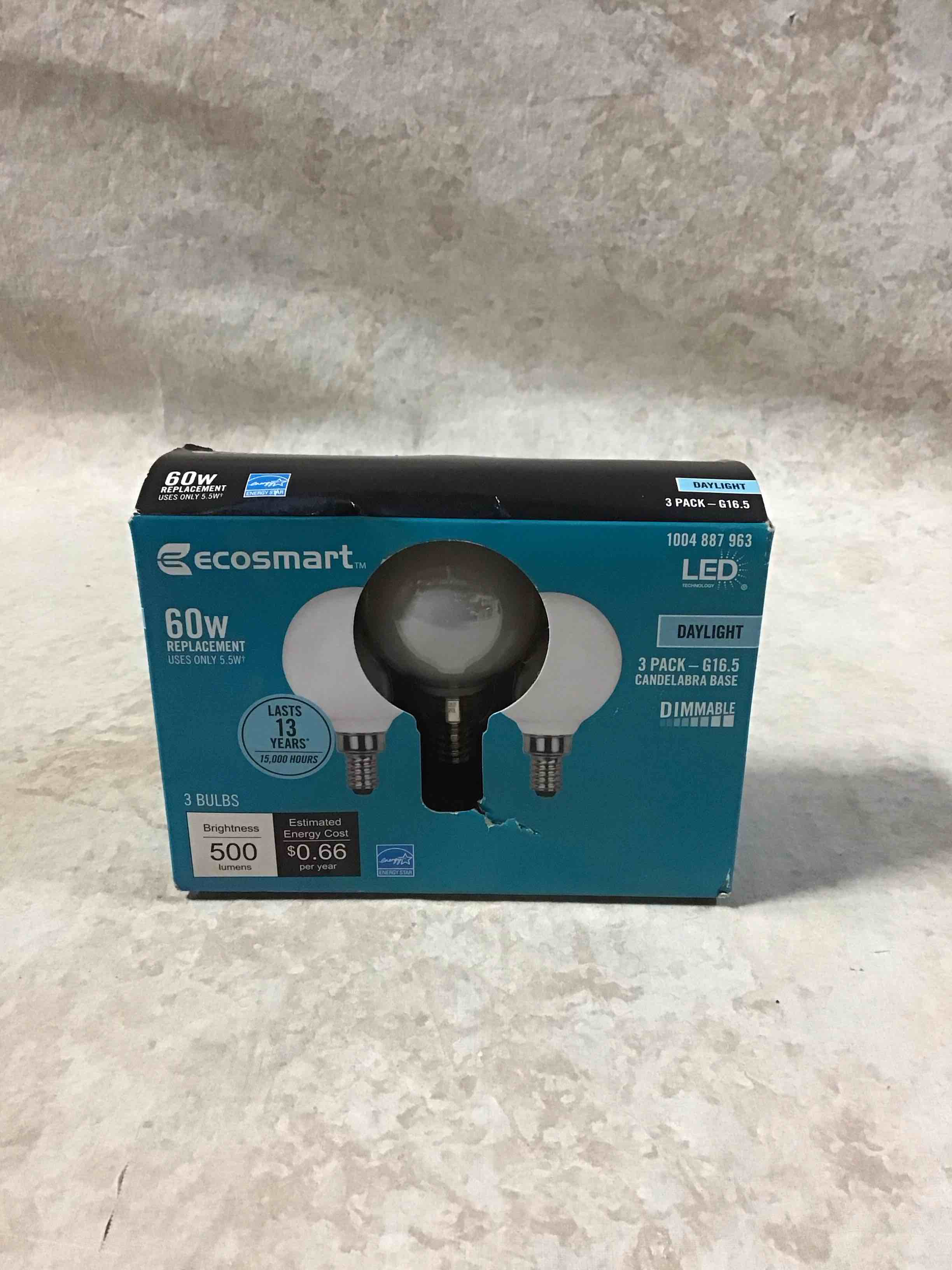 EcoSmart 60-Watt Equivalent G16.5 Globe Dimmable ENERGY STAR Frosted Glass Filament Vintage LED Light Bulb Daylight (3-Pack)