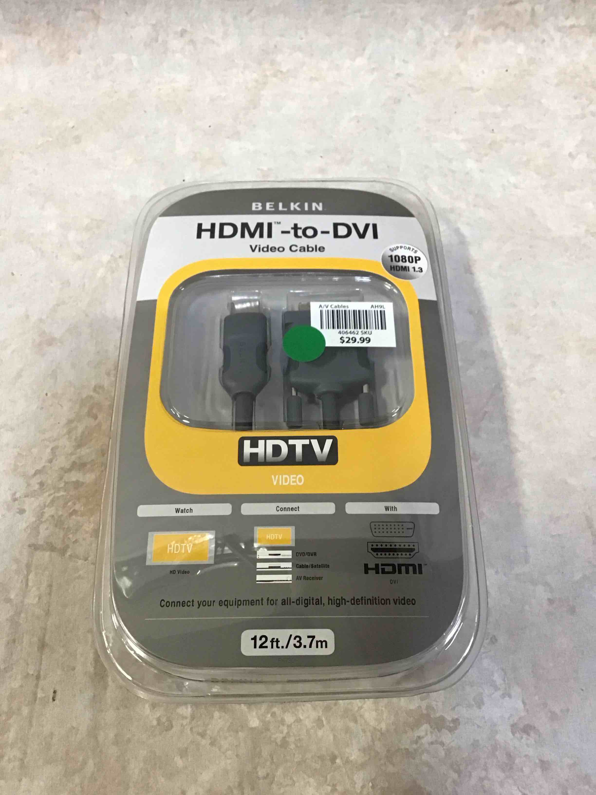 Condition photo showing New/Like New for Belkin 12ft HDMI Interface to DVI Video Cable