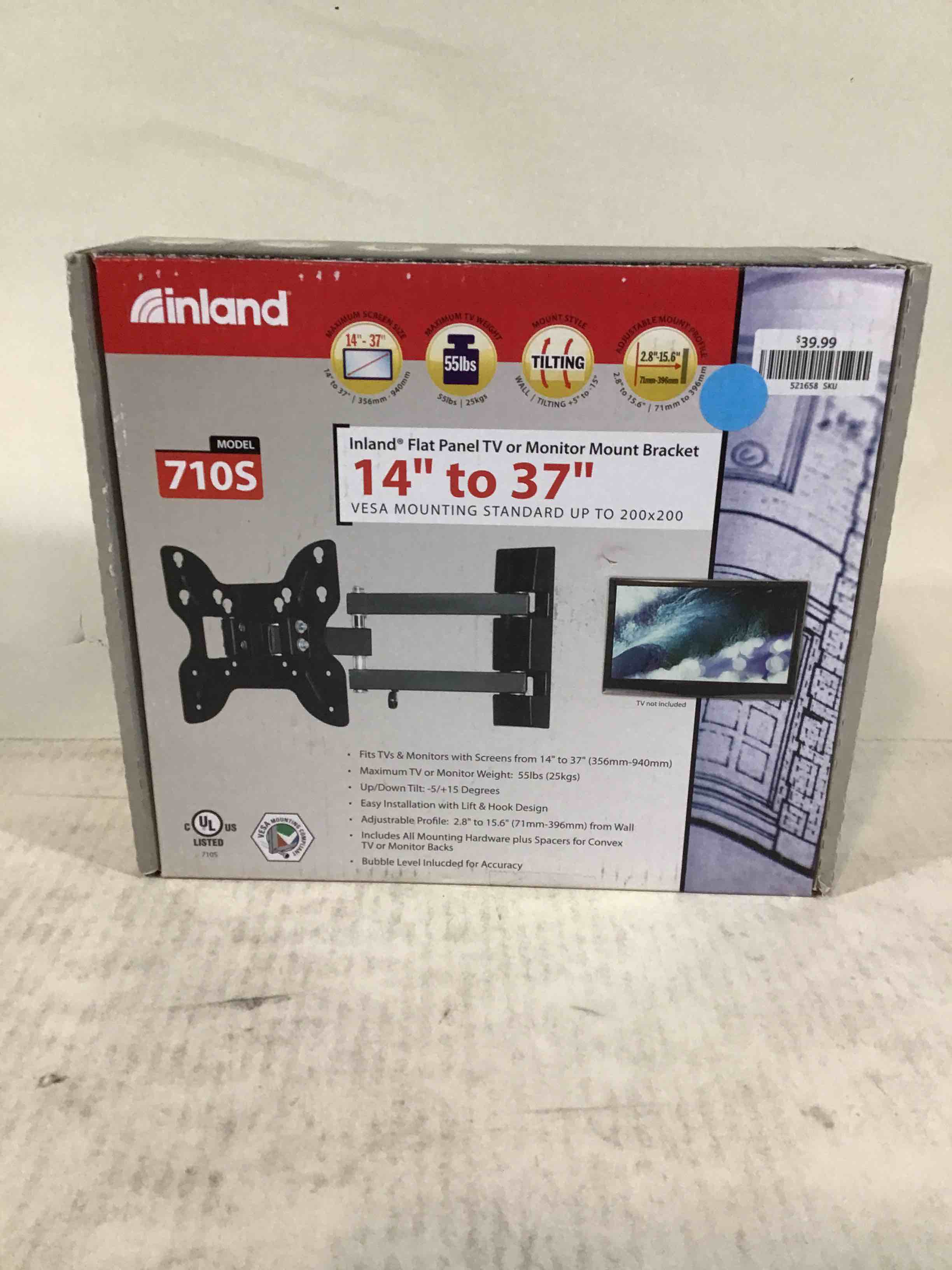Inland 14"-42" Swivel TV/Monitor Wall Mount 710S