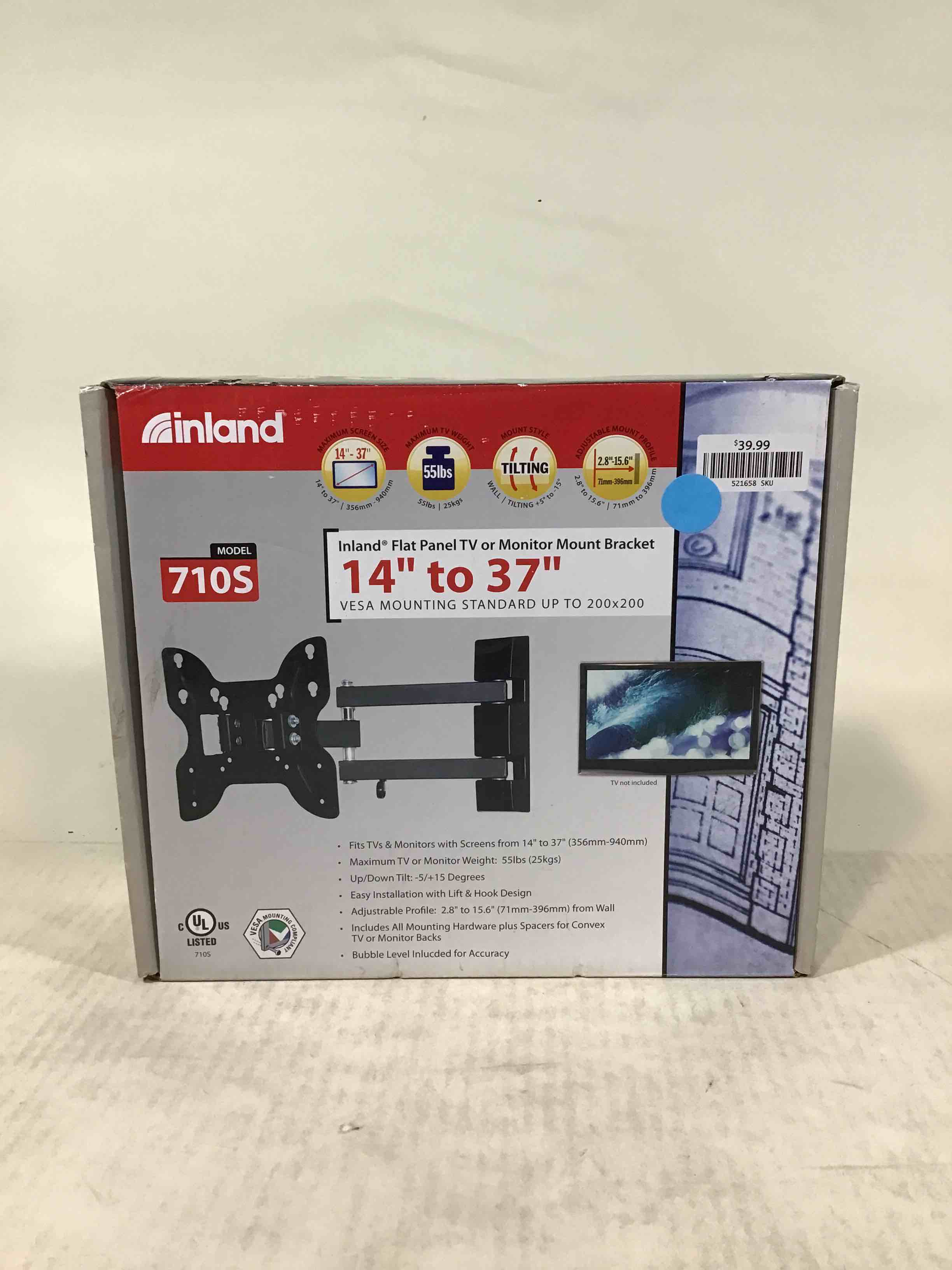 Inland 14"-42" Swivel TV/Monitor Wall Mount 710S