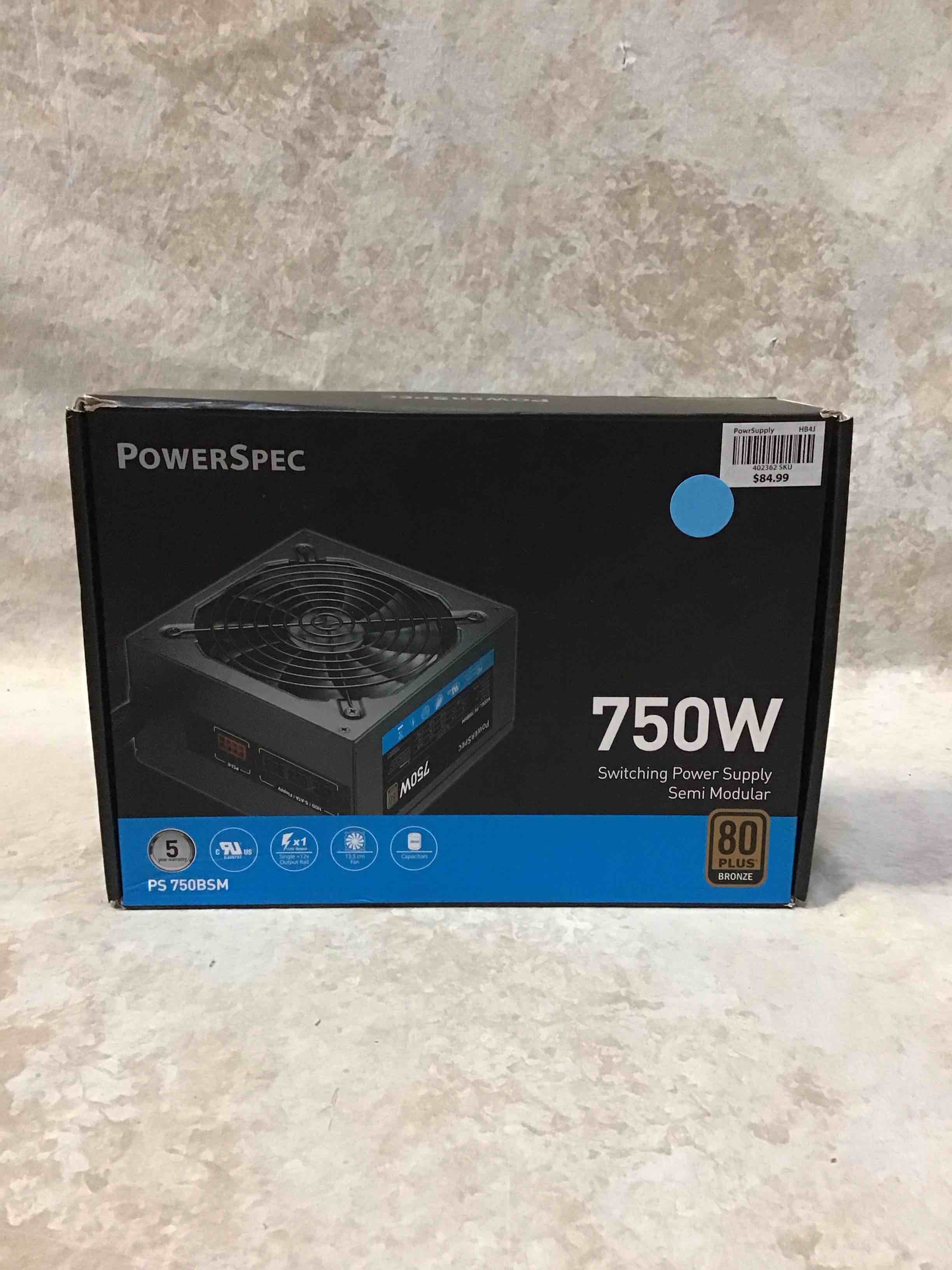 PowerSpec 750W Power Supply Semi Modular 80 Plus Bronze Certified ATX PSU Active PFC SLI Crossfire Ready Gaming PC Computer Switching Power Supply, PS 750BSM (B08YYJHNMH)