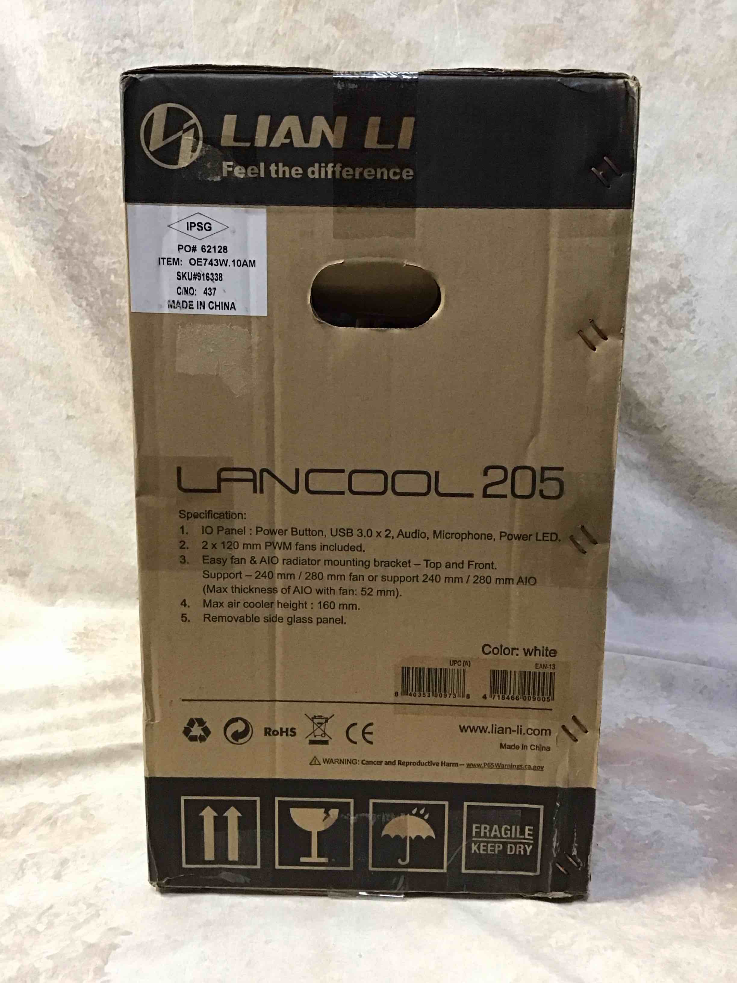 Lian Li Mid-Tower Chassis ATX Computer Case PC Gaming Case w/Tempered Glass Side Panel, Magnetic Dust Filter,Water-Cooling Ready, Side Ventilation and 2x120mm Fan Pre-Installed (LANCOOL 205, White)