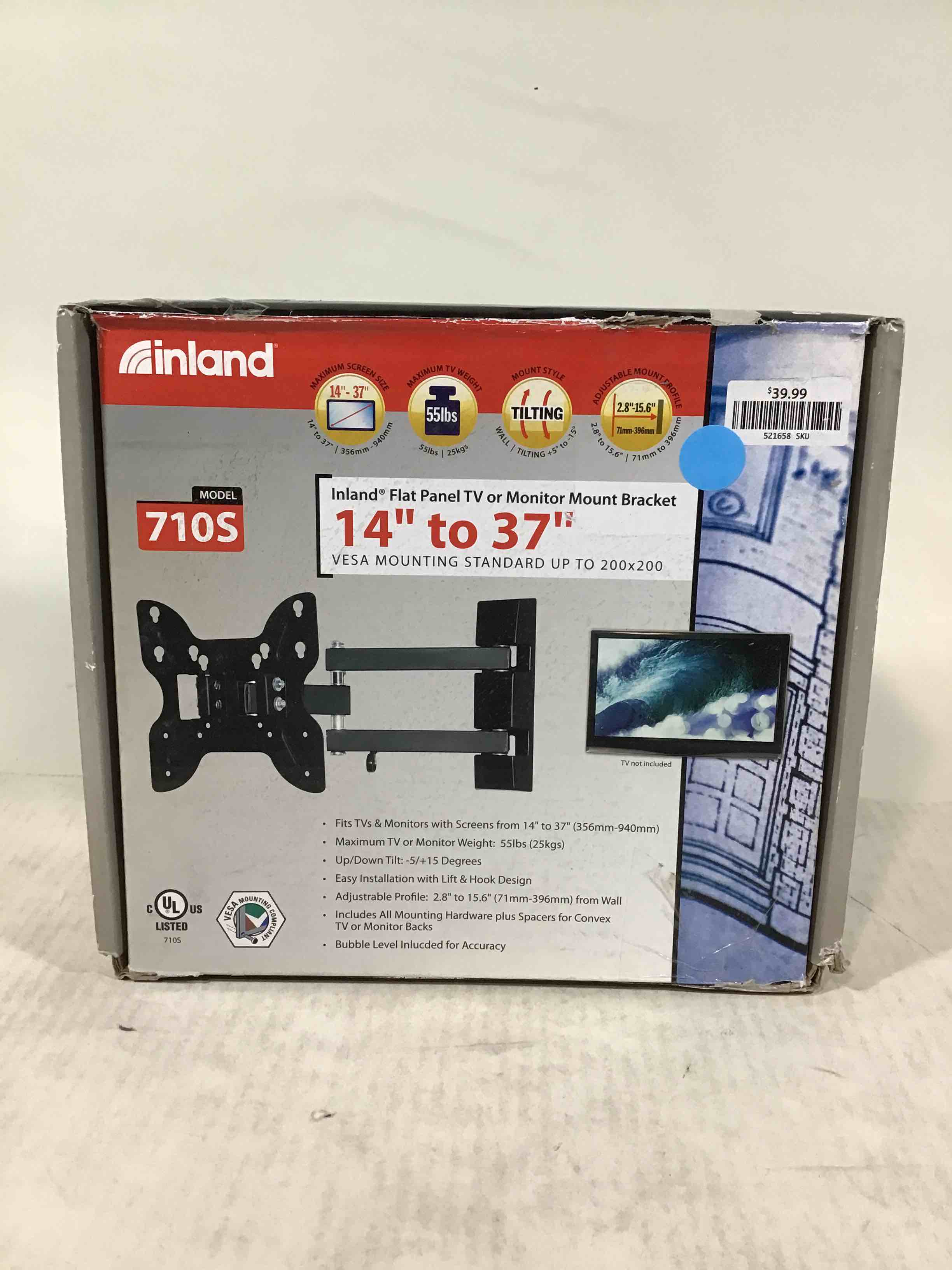 Inland 14"-42" Swivel TV/Monitor Wall Mount 710S
