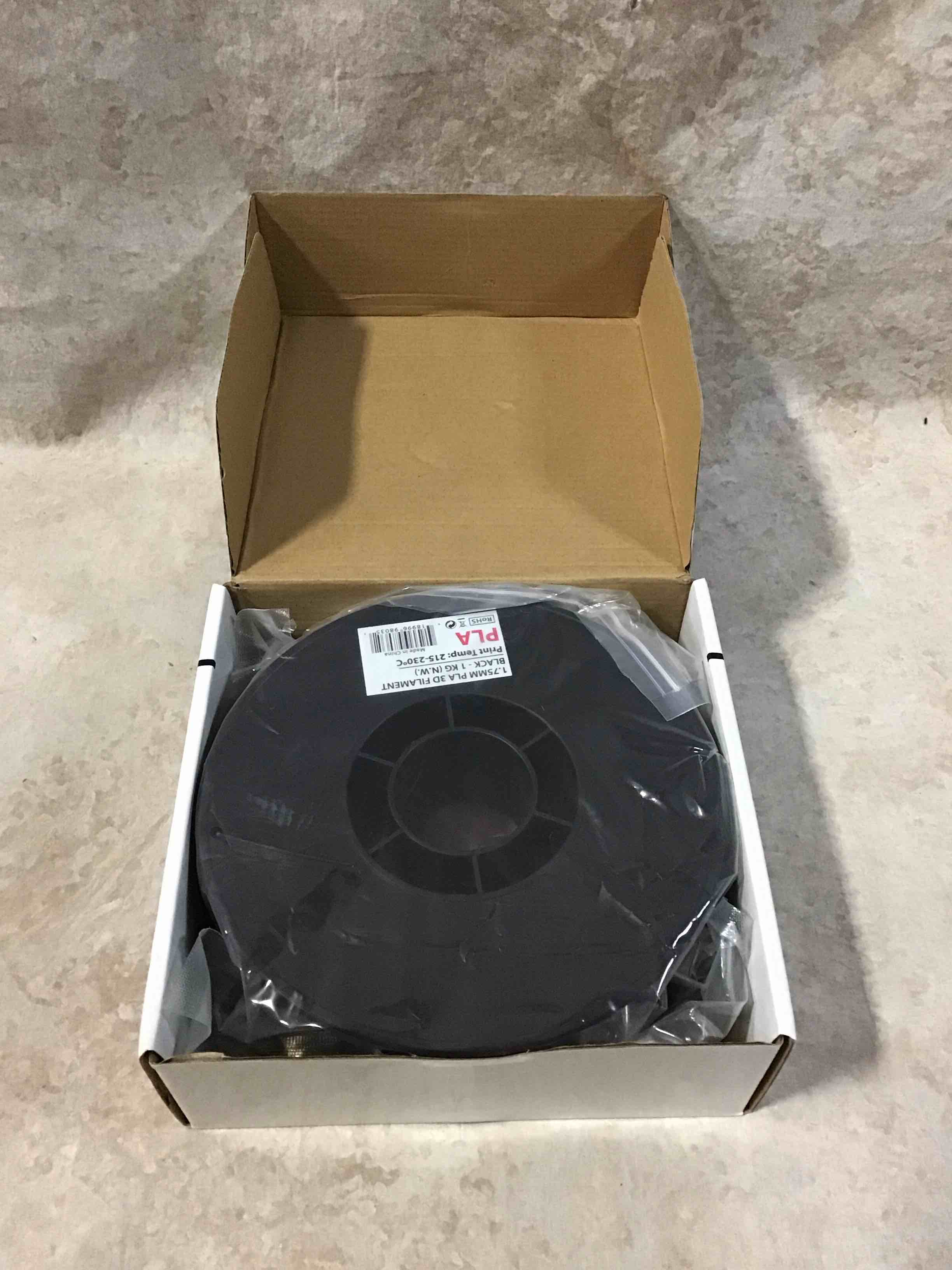 Black PLA 3D printer filament 1.75 mm 1 kg 2.2 lbs