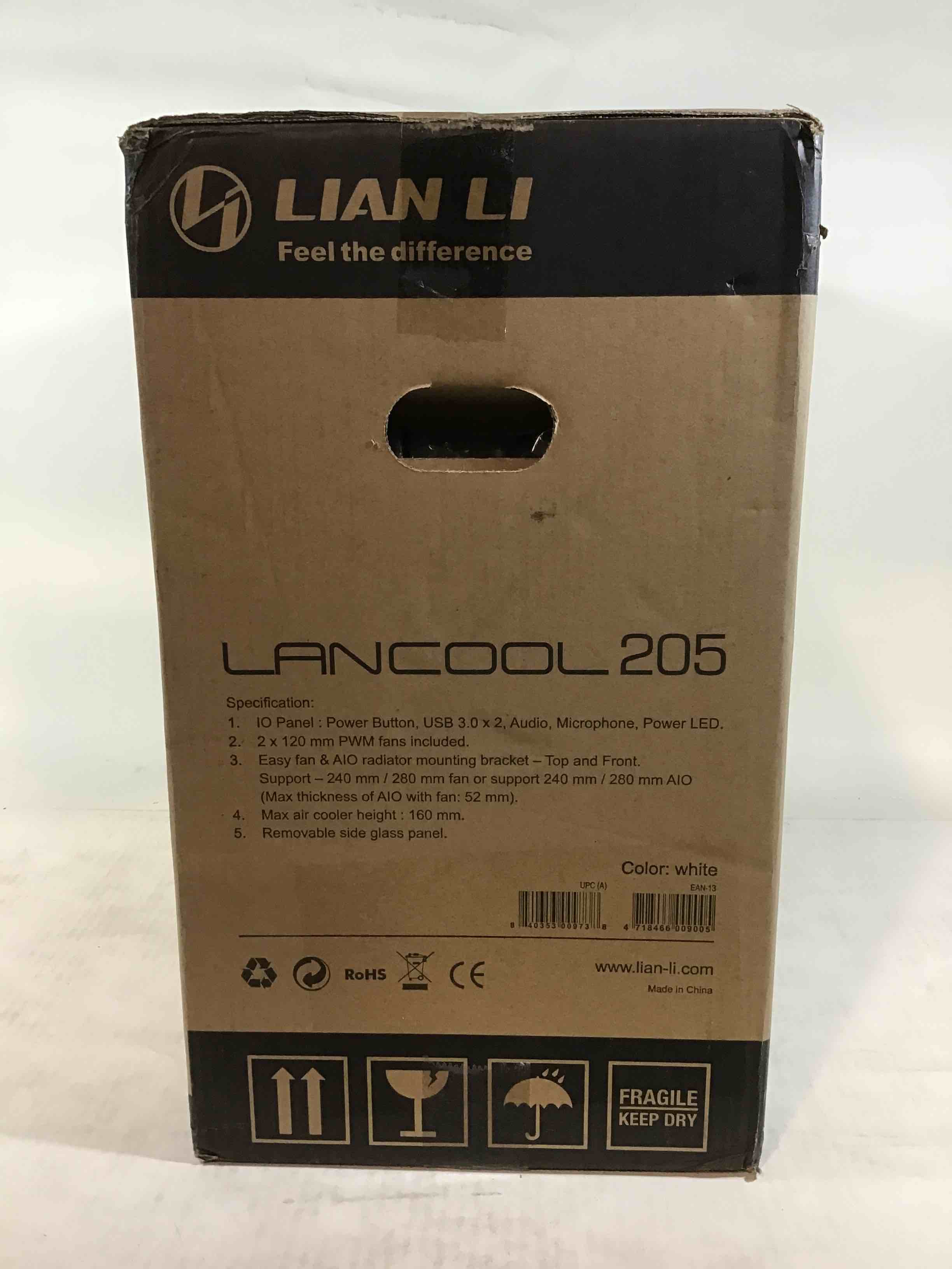Lian Li Mid-Tower Chassis ATX Computer Case PC Gaming Case w/Tempered Glass Side Panel, Magnetic Dust Filter,Water-Cooling Ready, Side Ventilation and 2x120mm Fan Pre-Installed (LANCOOL 205, White)
