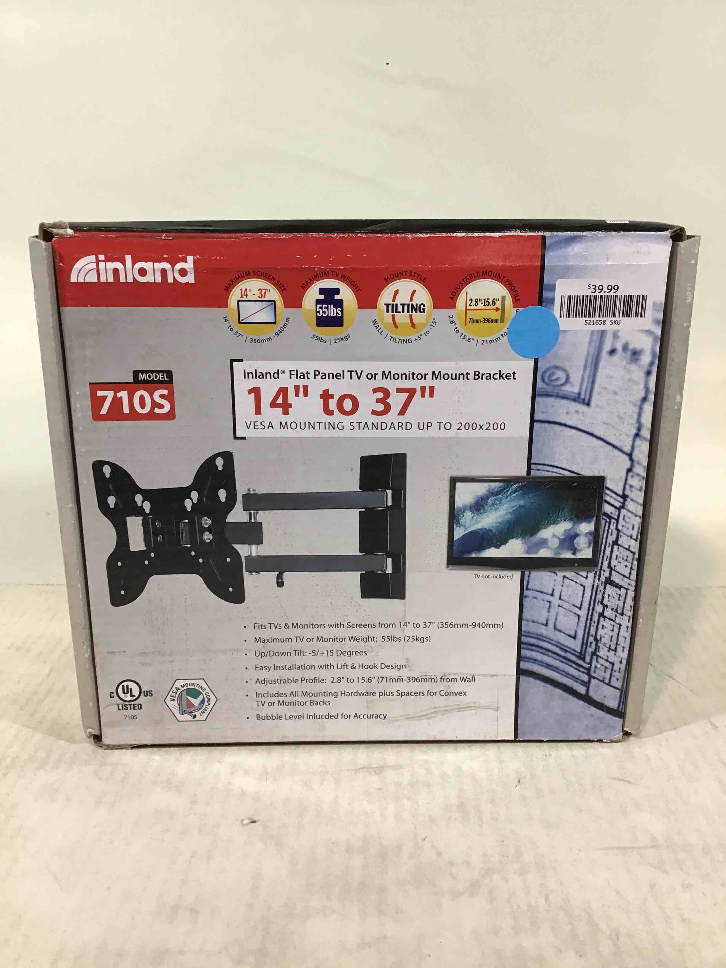 Inland 14"-42" Swivel TV/Monitor Wall Mount 710S