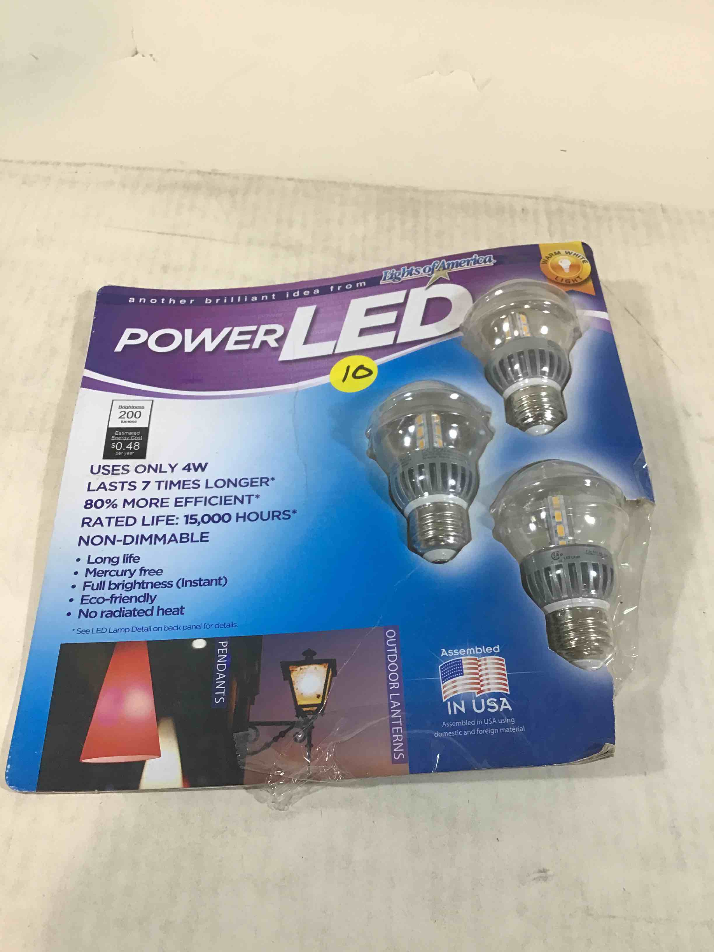 Lights of America Pack of 3 Power LED Bulbs Chandelier Outdoor Lantern New