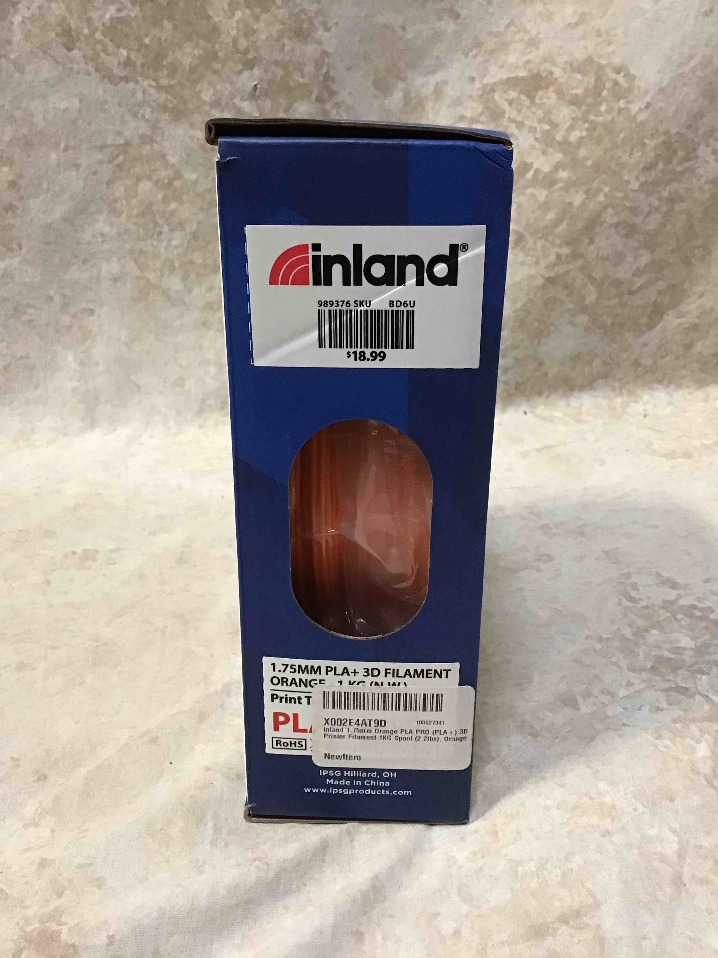 inland 1.75mm PLA+ 3D Filament Orange