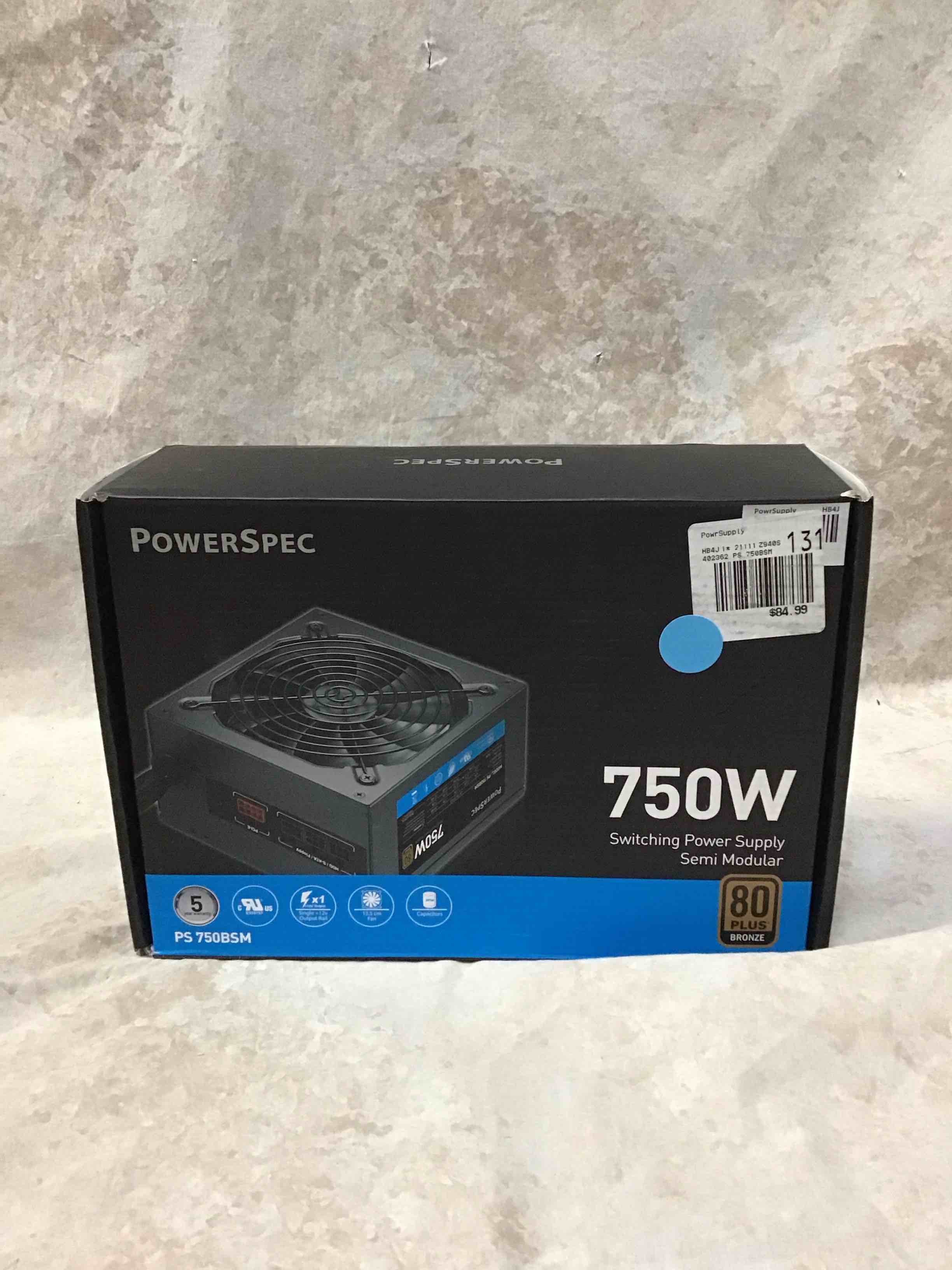 PowerSpec 750W Power Supply Semi Modular 80 Plus Bronze Certified ATX PSU Active PFC SLI Crossfire Ready Gaming PC Computer Switching Power Supply, PS 750BSM (B08YYJHNMH)