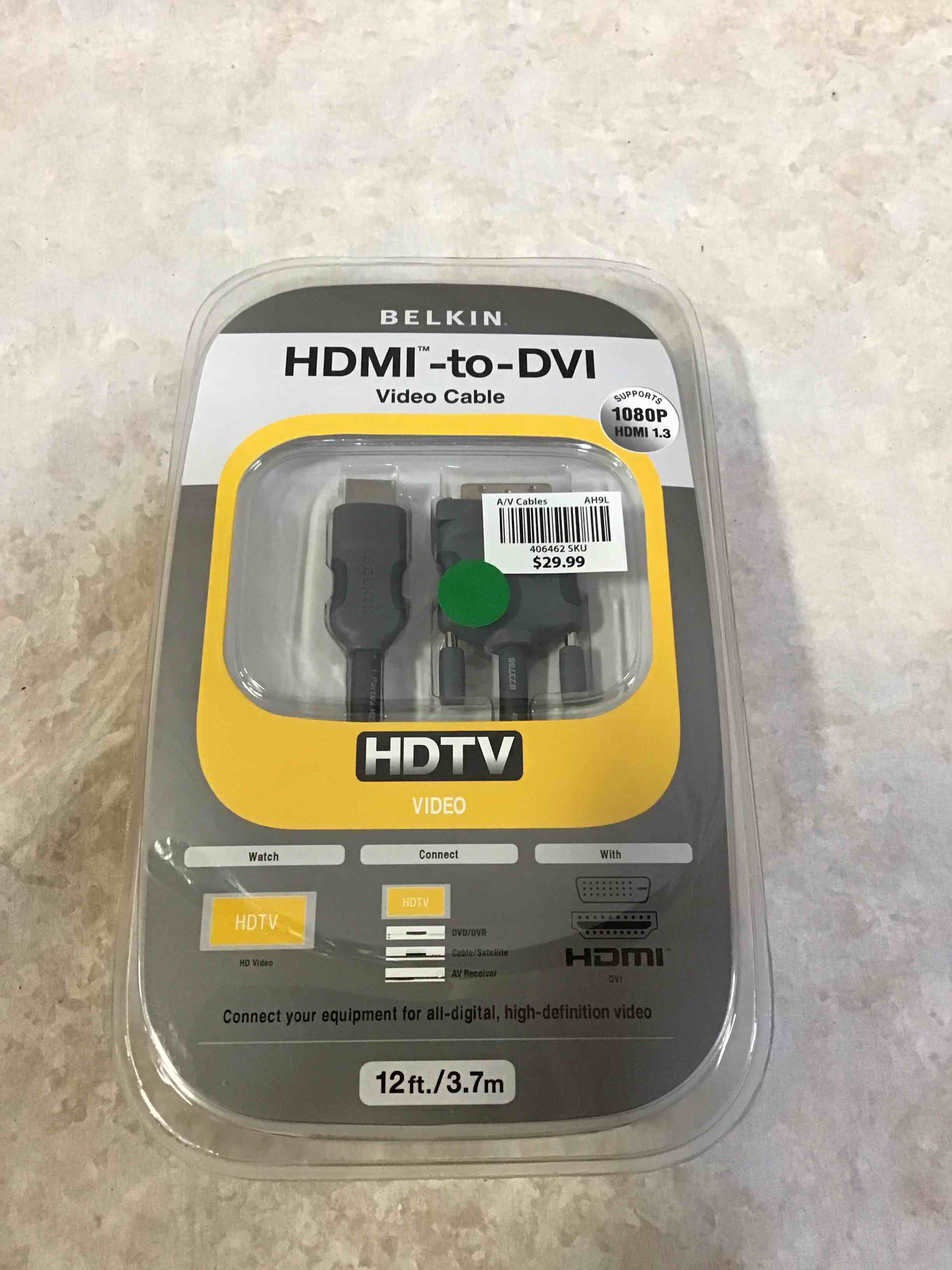 Belkin 12ft HDMI Interface to DVI Video Cable