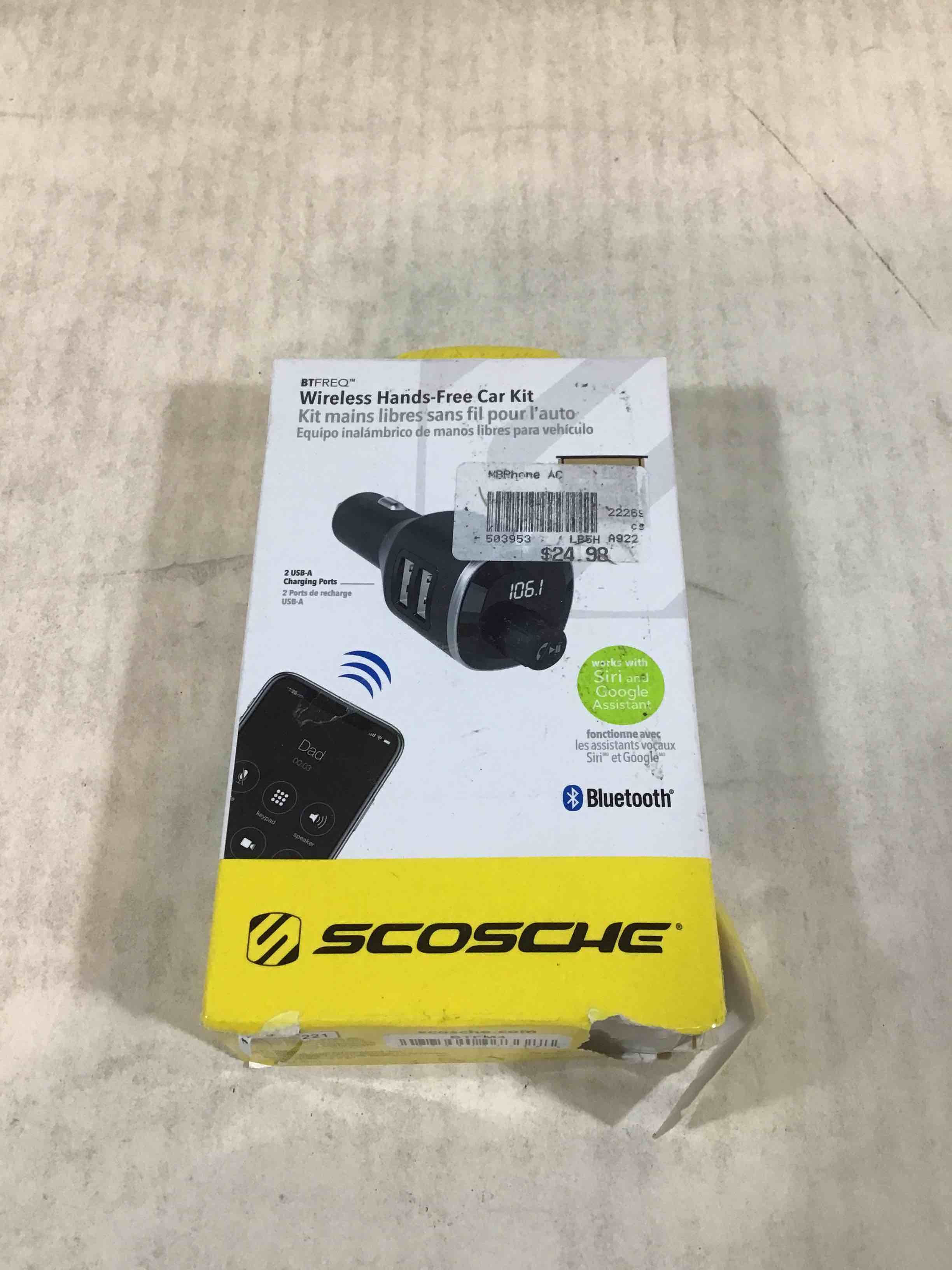 Scosche - BTFREQ Bluetooth FM Transmitter Hands Free Car Kit w/ Dual USB ports - Black
