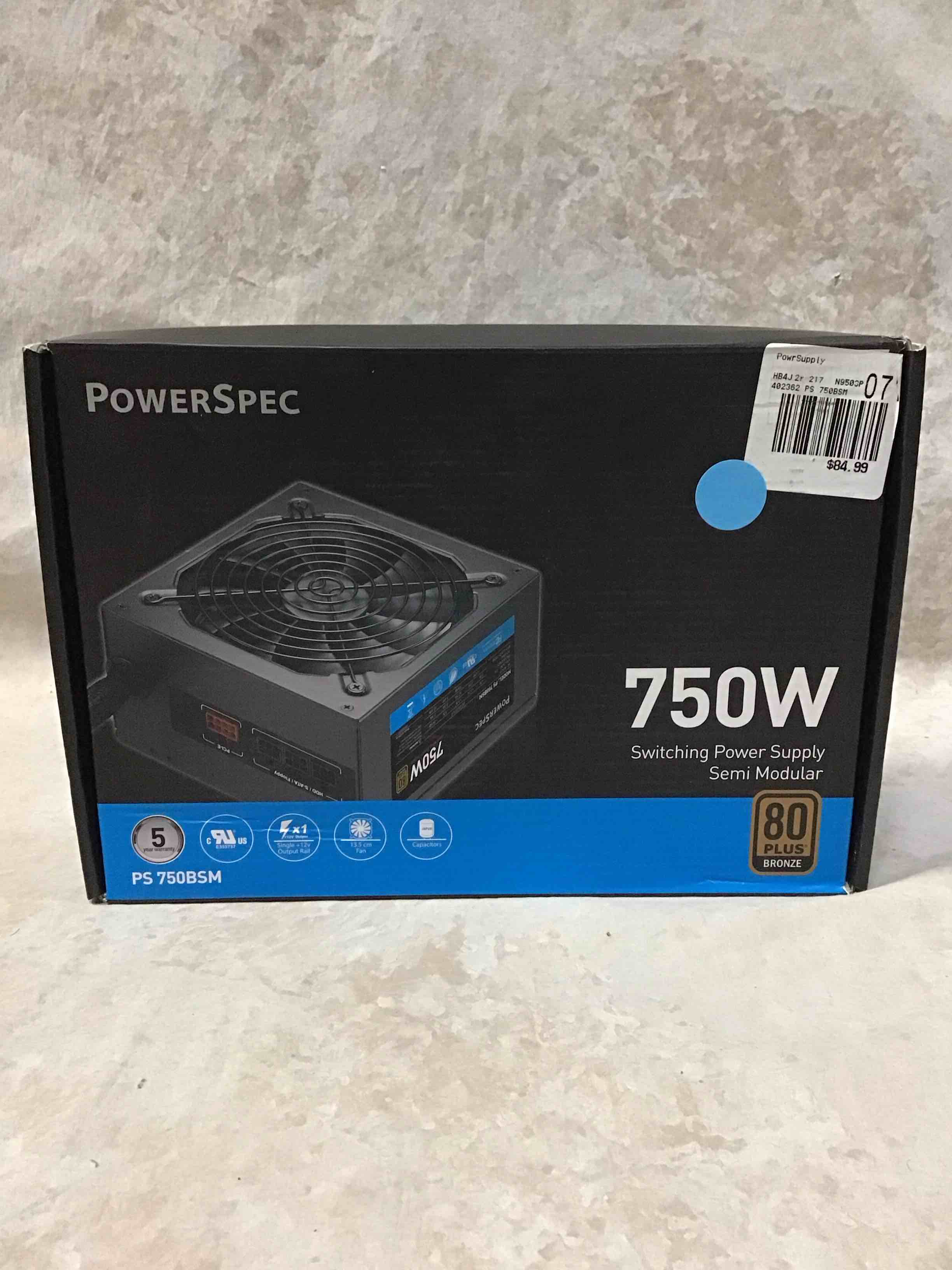 PowerSpec 750W Power Supply Semi Modular 80 Plus Bronze Certified ATX PSU Active PFC SLI Crossfire Ready Gaming PC Computer Switching Power Supply, PS 750BSM (B08YYJHNMH)