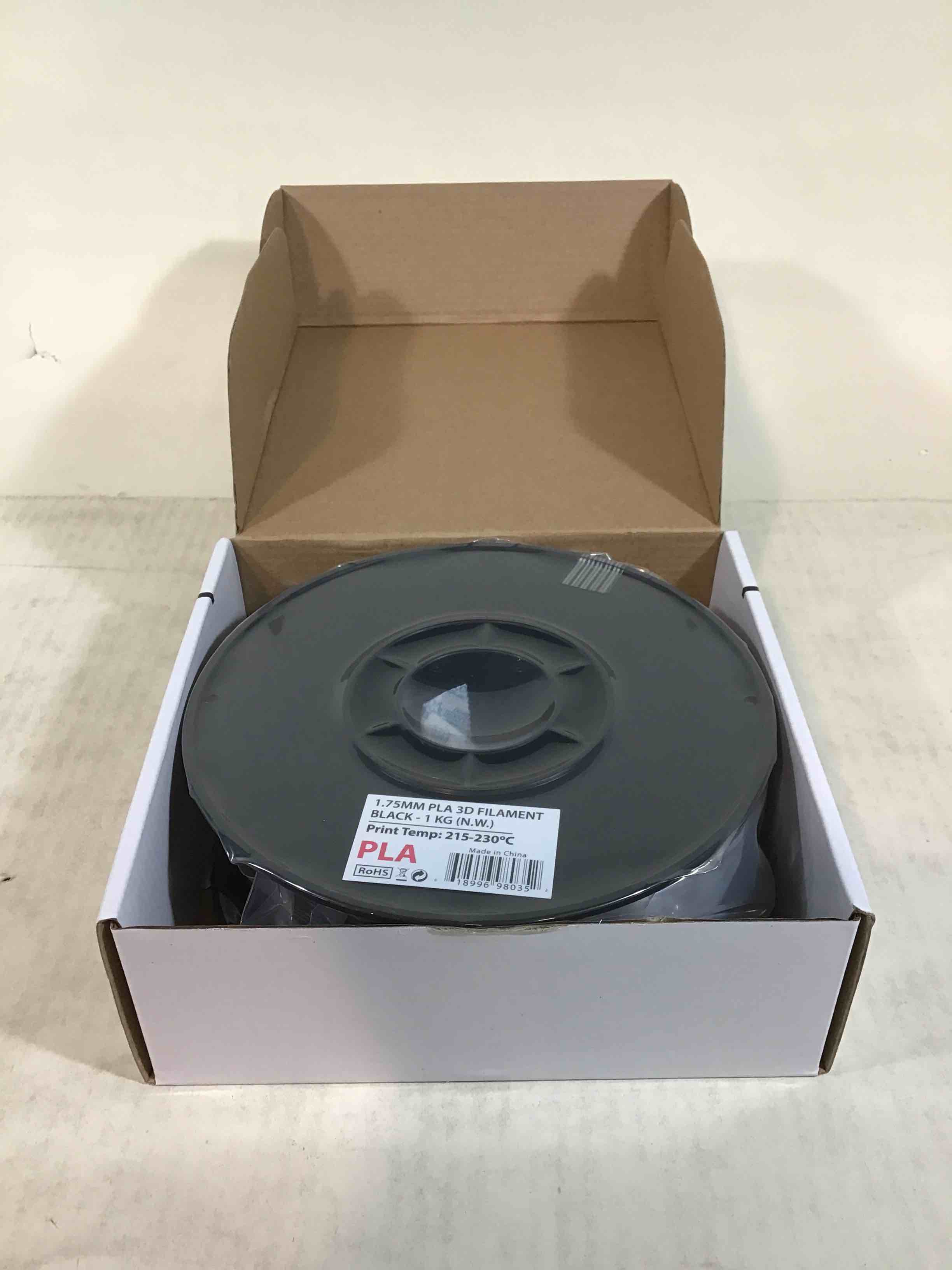 Black PLA 3D printer filament 1.75 mm 1 kg 2.2 lbs