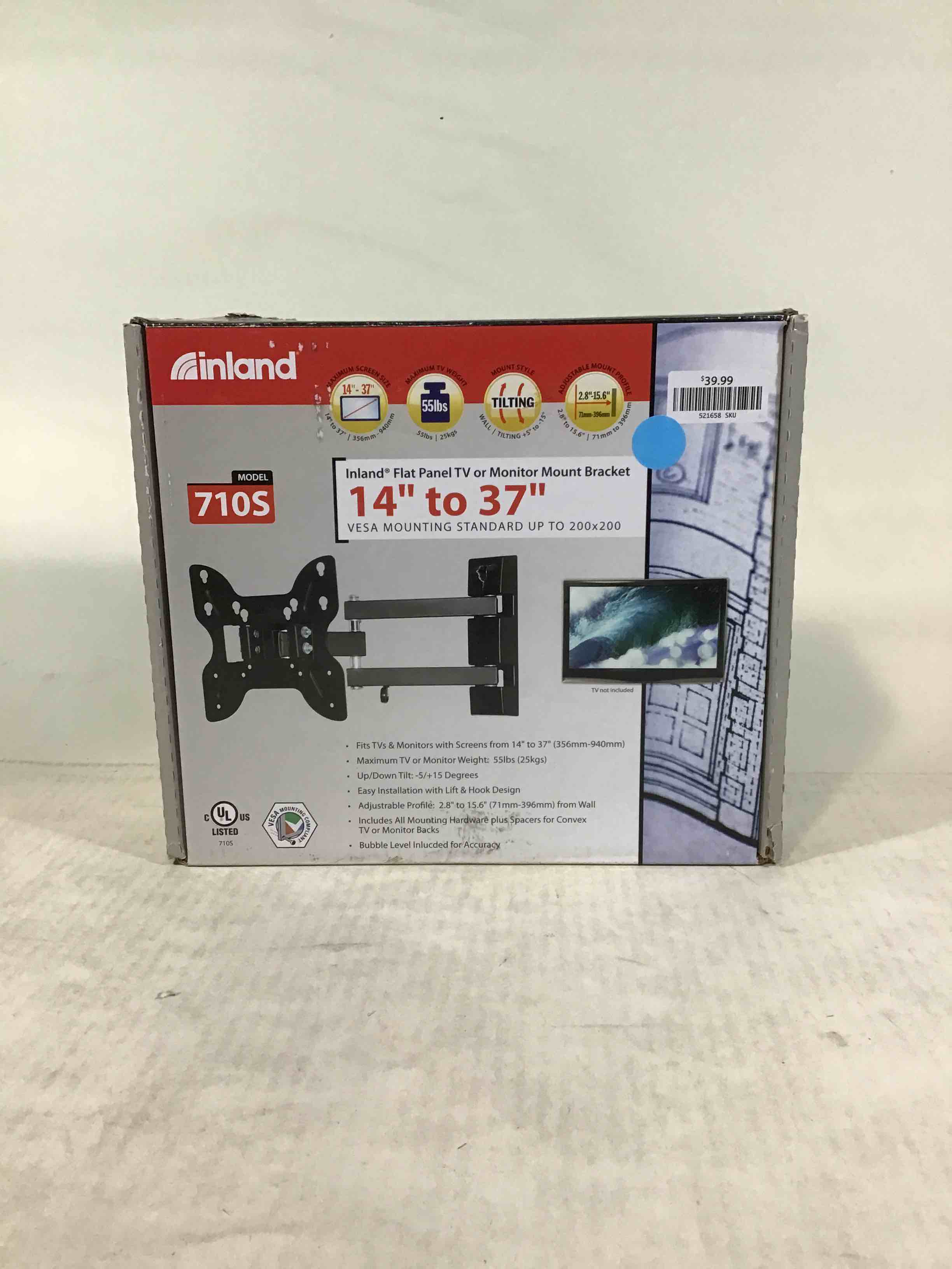 Inland 14"-42" Swivel TV/Monitor Wall Mount 710S