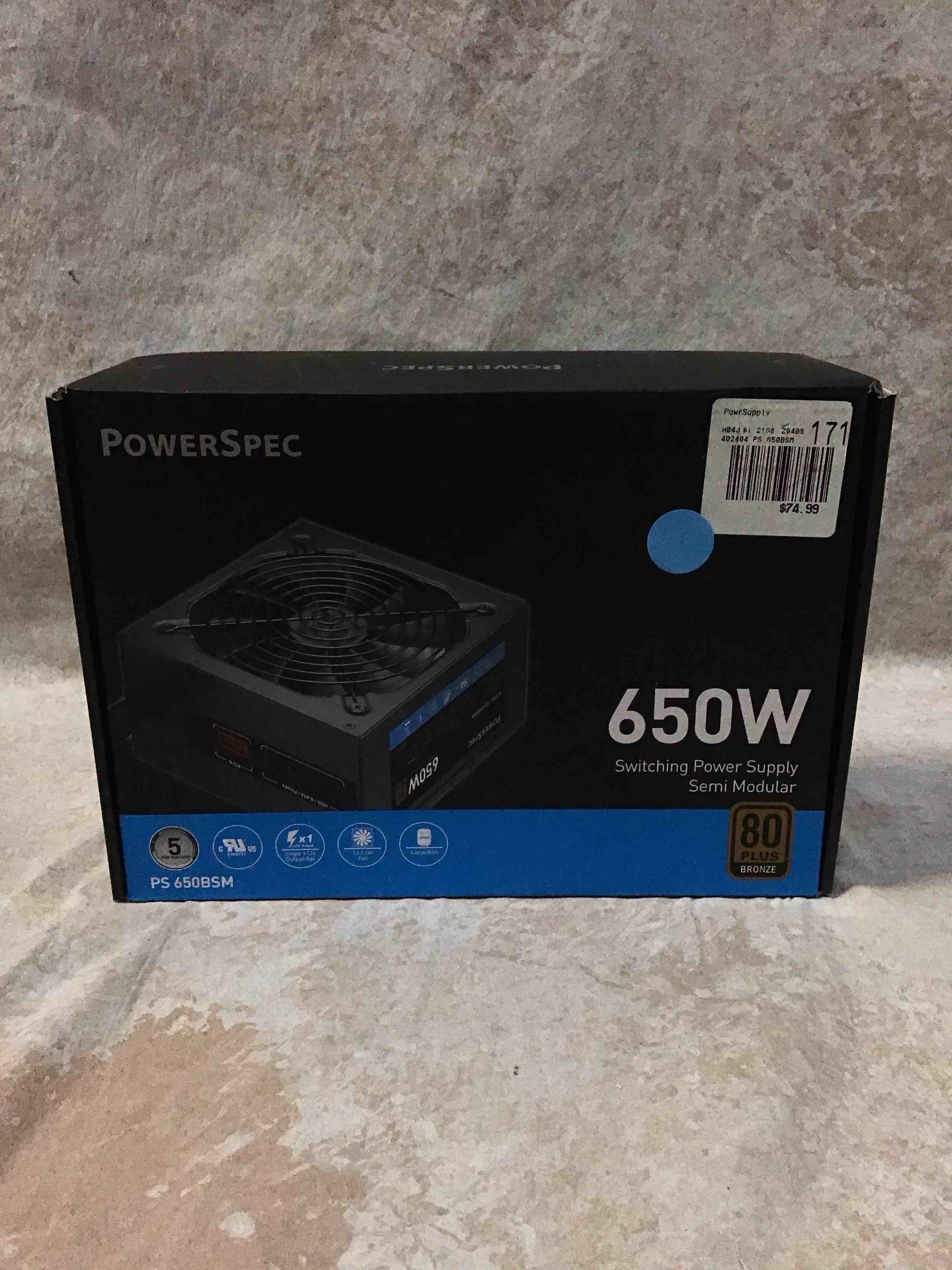 power supply 650w semi modular 80+ bronze certified psu atx