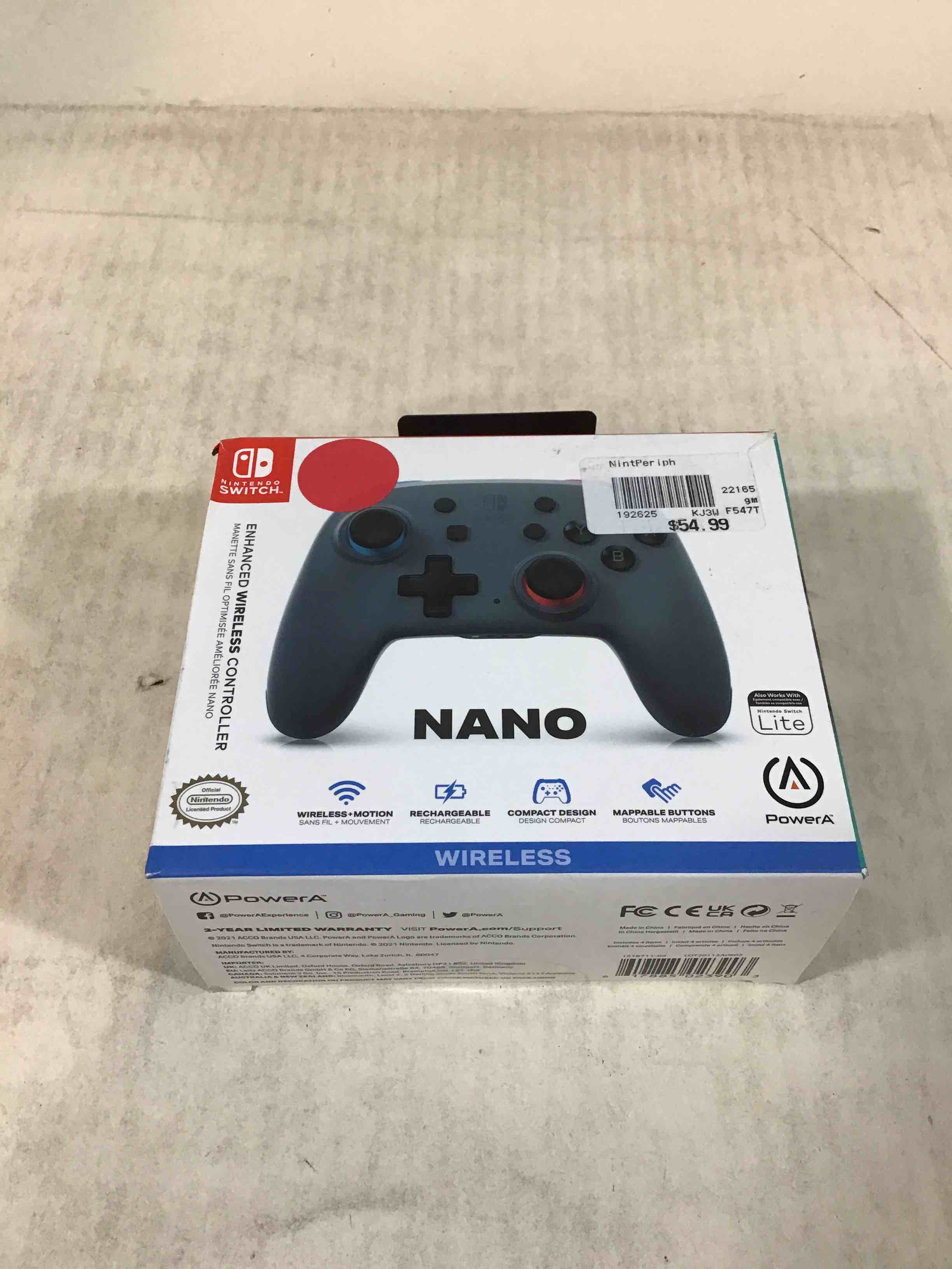 PowerA Enhanced Nano Wireless Controller for Nintendo Switch - Gray