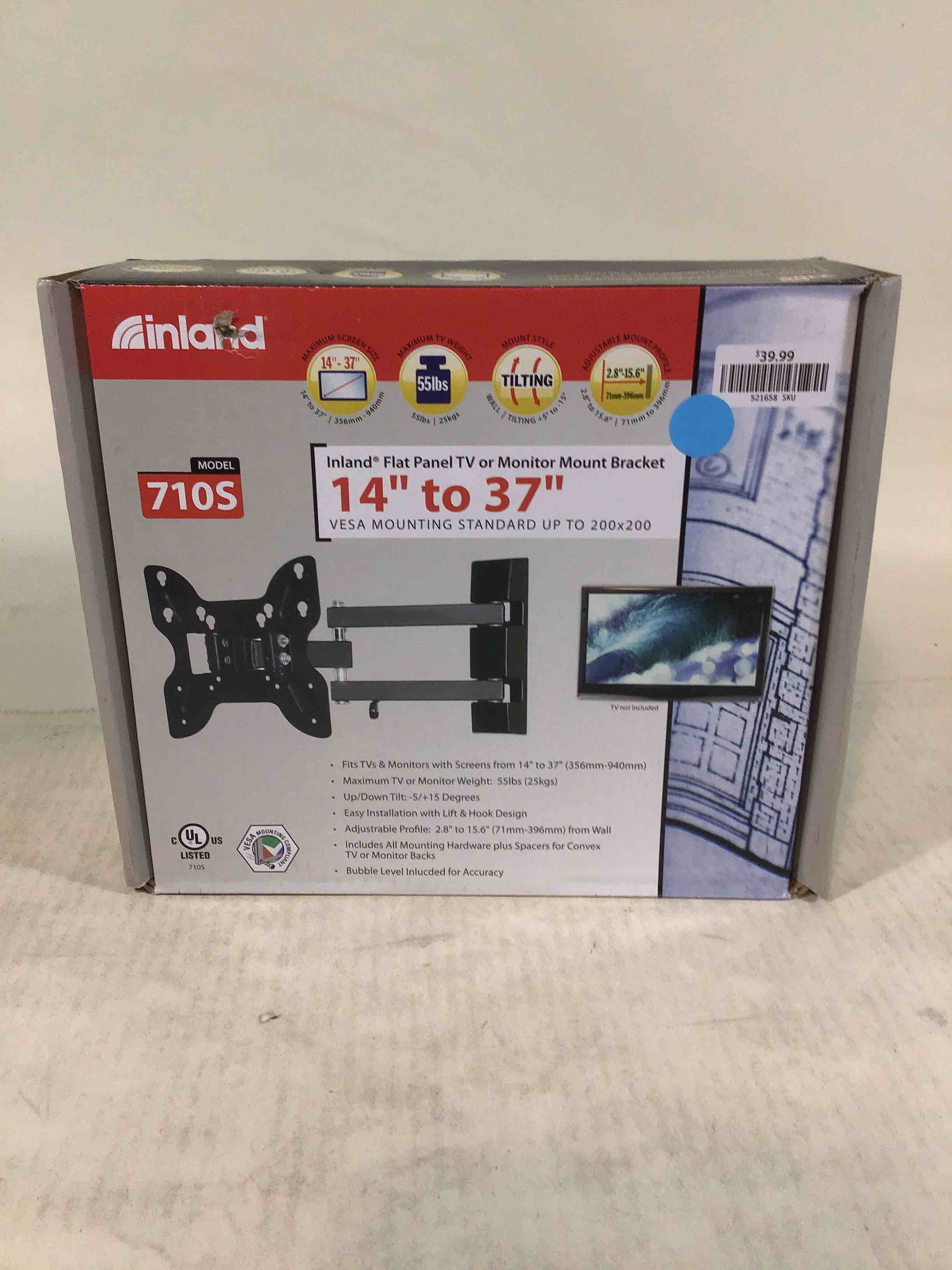 Inland 14"-42" Swivel TV/Monitor Wall Mount 710S