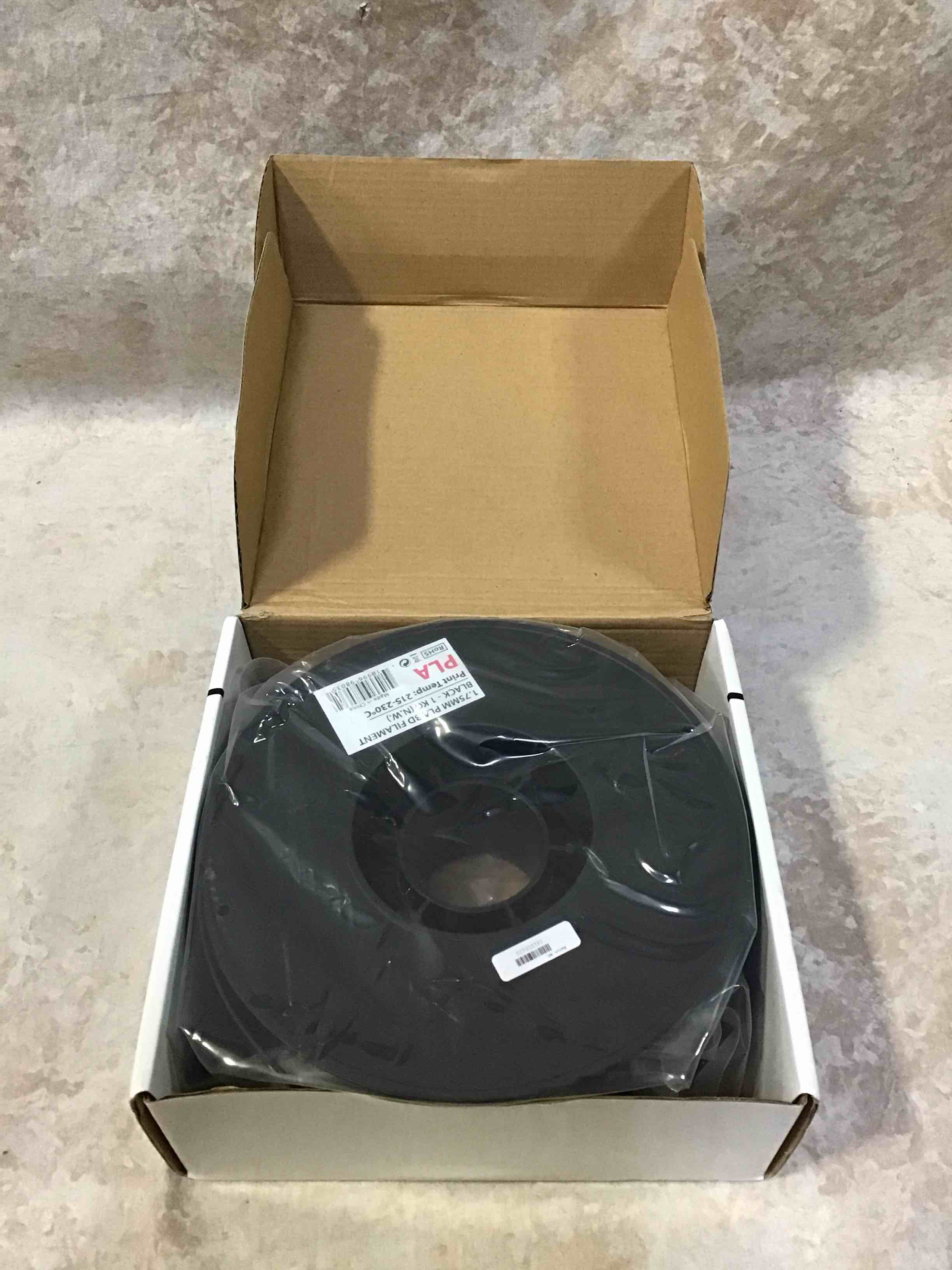 Black PLA 3D printer filament 1.75 mm 1 kg 2.2 lbs